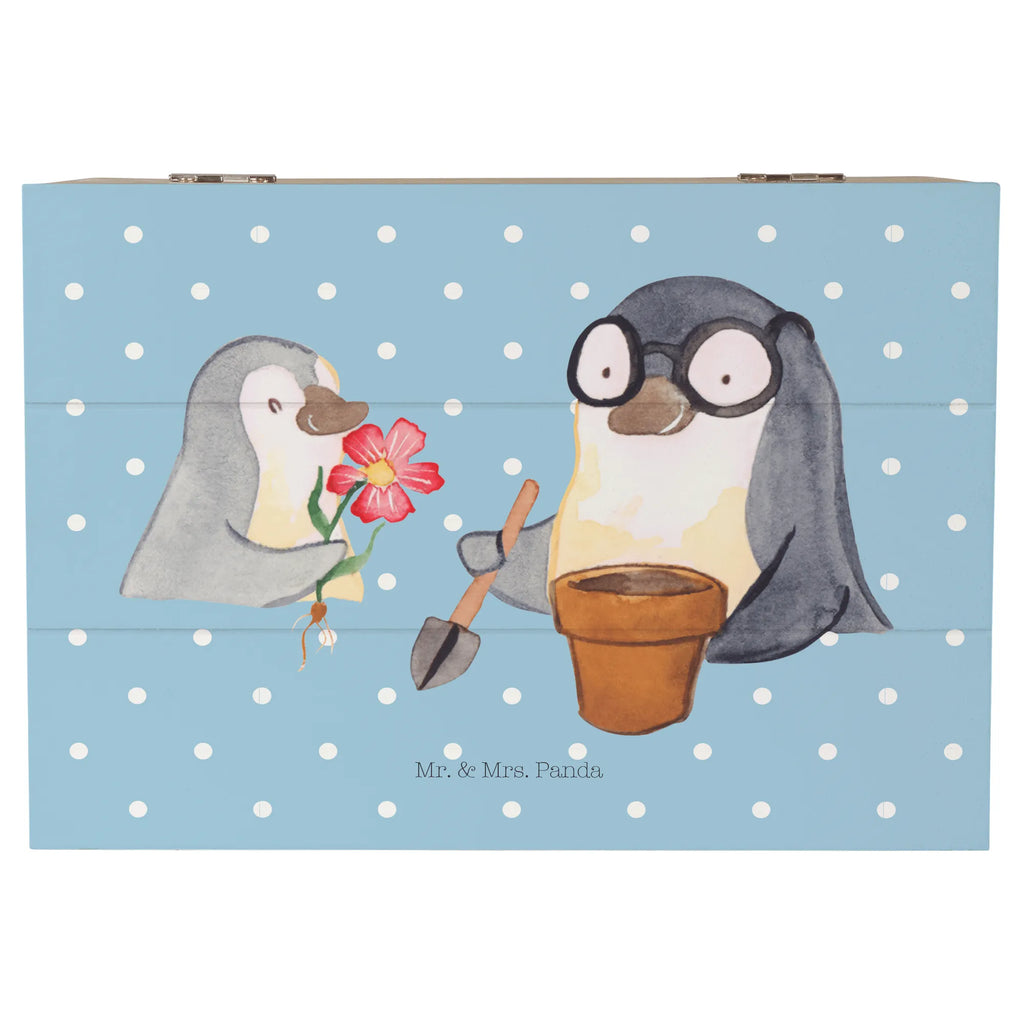 Wooden chest Penguin grandpa planting flowers storage box, memory box, box, XXL, decorative box, treasure chest, chest, Wooden box, casket, Family, Father's Day, Mother's Day, brother, sister, Mom, Dad, favourite grandpa, best grandpa, grandpa
