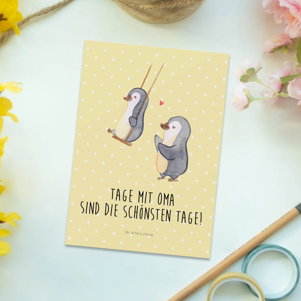 Postcard Penguin and grandma swing  Postkarte, Motivkarte, Postkarten, Fotokarte, Designkarte, Ansichtskarten, bildkarte, Kunstkarten, einzelkarte, Grußkarte, Ansichtskarte, kunstkarte, spruchkarte, Mama, Papa, Schwester, Muttertag, Opa, Oma, Familie, Bruder, Vatertag, Geschenk für Oma, Beste Oma, Omi, Großmutter, Lieblingsoma