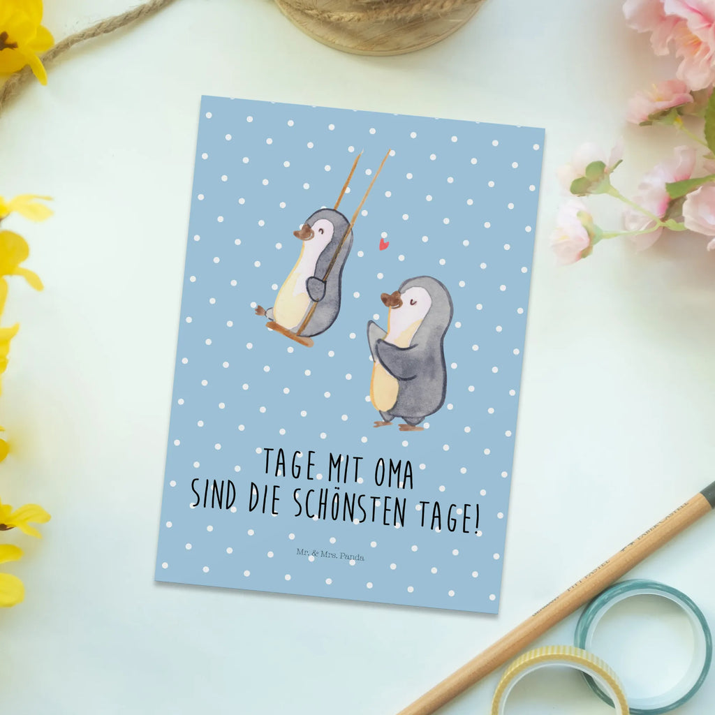 Postcard Penguin and grandma swing  Postkarte, Motivkarte, Postkarten, Fotokarte, Designkarte, Ansichtskarten, bildkarte, Kunstkarten, einzelkarte, Grußkarte, Ansichtskarte, kunstkarte, spruchkarte, Mama, Papa, Schwester, Muttertag, Opa, Oma, Familie, Bruder, Vatertag, Geschenk für Oma, Beste Oma, Omi, Großmutter, Lieblingsoma