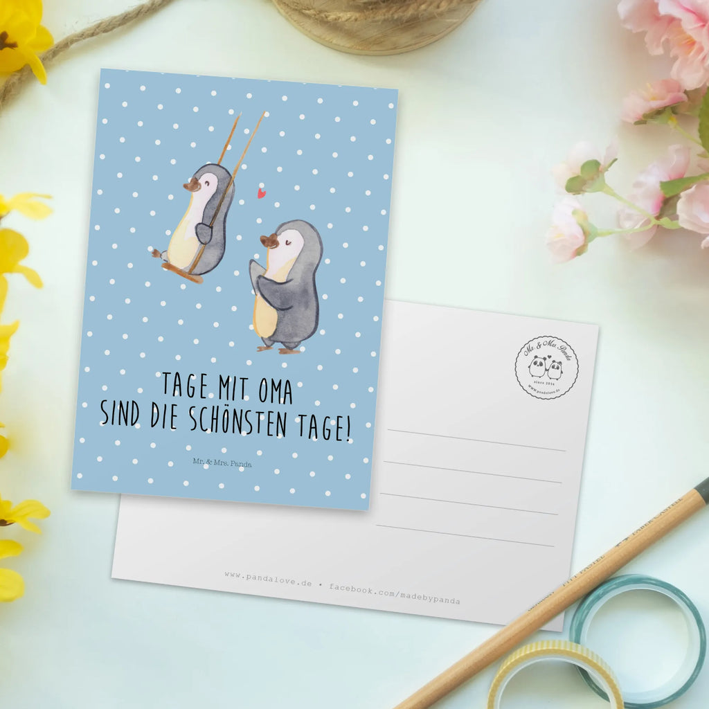 Postcard Penguin and grandma swing  Postkarte, Motivkarte, Postkarten, Fotokarte, Designkarte, Ansichtskarten, bildkarte, Kunstkarten, einzelkarte, Grußkarte, Ansichtskarte, kunstkarte, spruchkarte, Mama, Papa, Schwester, Muttertag, Opa, Oma, Familie, Bruder, Vatertag, Geschenk für Oma, Beste Oma, Omi, Großmutter, Lieblingsoma
