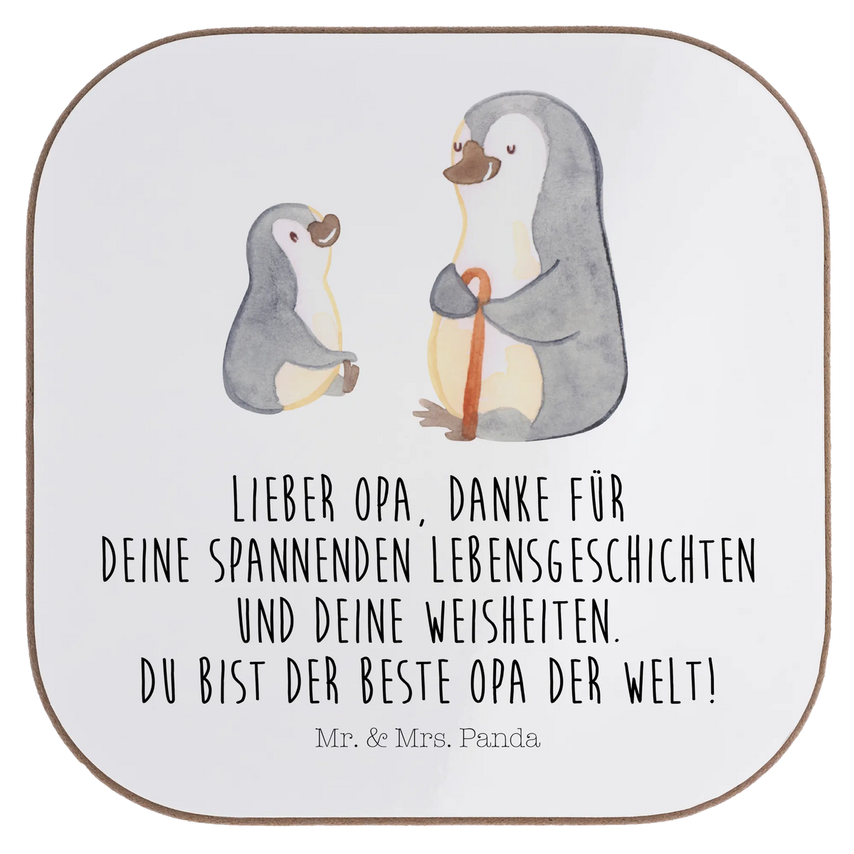 Square coaster Penguin grandpa and grandkid Father's Day, Mother's Day, grandpa, best grandpa, favourite grandpa, present for grandpa