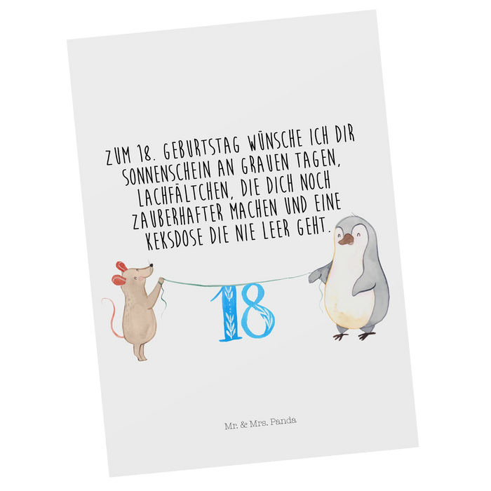 Pocztówka 18. urodziny Mysz Pingwin