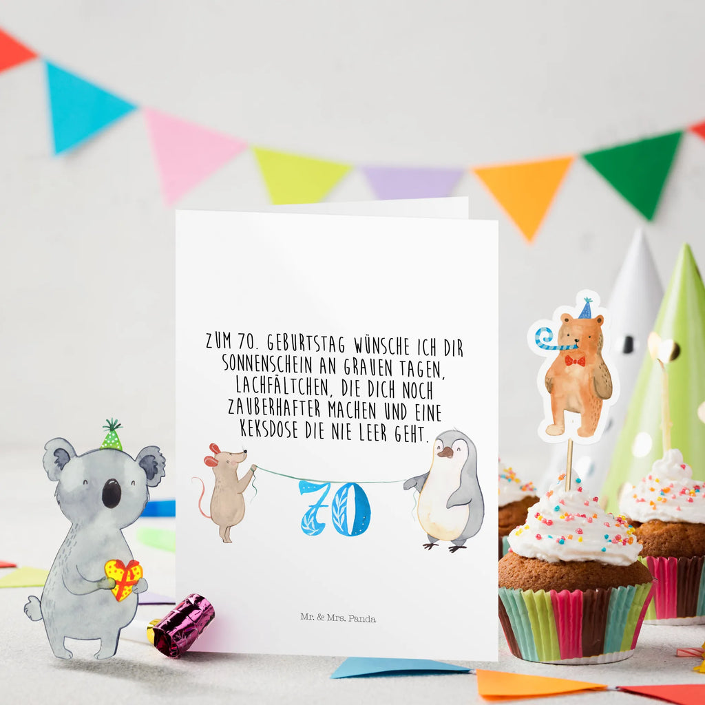 Kartka urodzinowa 70. urodziny Mysz Pingwin Urodziny, prezent urodzinowy, prezent