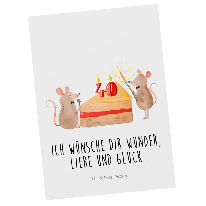 Postcard 40th birthday mice cake