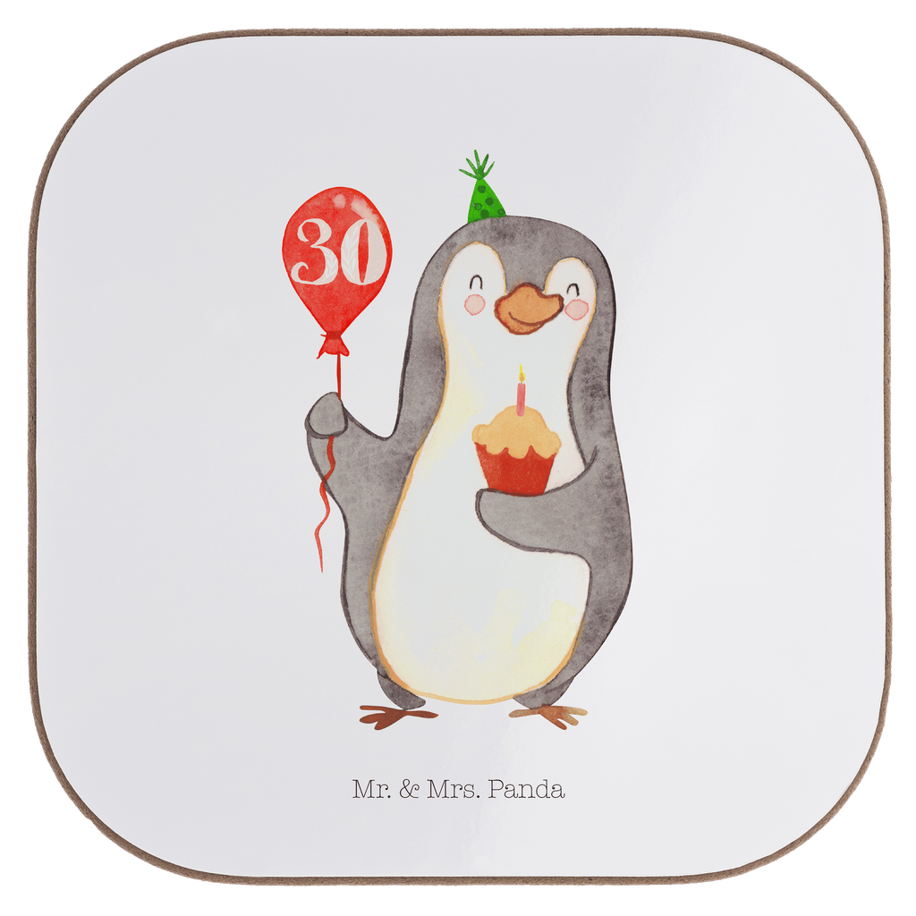Quadratische Untersetzer 30. Geburtstag Pinguin Luftballon Bierdeckel, Glasuntersetzer, Untersetzer Gläser, Getränkeuntersetzer, Geburtstag, Geburtstagsgeschenk, Geschenk, Pinguin, Geburtstage, Happy Birthday, Geburtstagsfeier