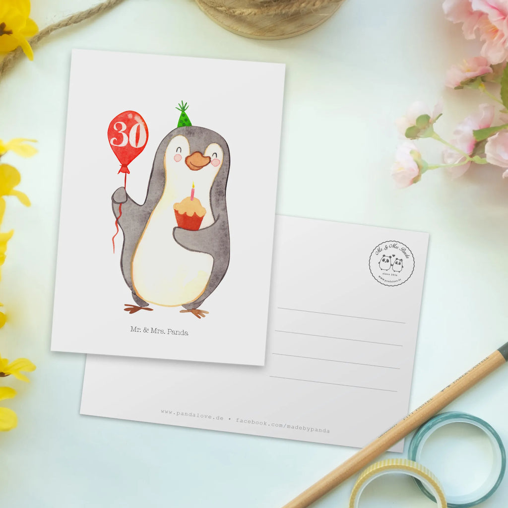 Postkarte 30. Geburtstag Pinguin Luftballon spruchkarte, Ansichtskarten, kunstkarte, bildkarte, Kunstkarten, Grußkarte, Postkarten, Designkarte, Postkarte, Fotokarte, Ansichtskarte, einzelkarte, Motivkarte, Geburtstag, Geschenk, Geburtstagsgeschenk, Geburtstage, Happy Birthday, Pinguin, Geburtstagsfeier
