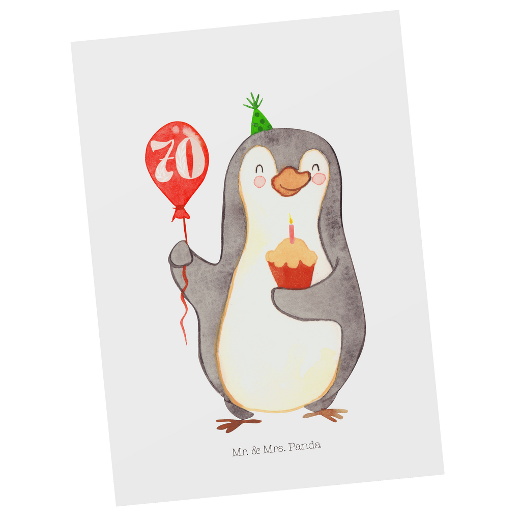 Postkarte 70. Geburtstag Pinguin Luftballon Postkarte, Karte, Geschenkkarte, Grußkarte, Einladung, Ansichtskarte, Geburtstagskarte, Einladungskarte, Dankeskarte, Geburtstag, Geburtstagsgeschenk, Geschenk, Pinguin, Geburtstage, Happy Birthday, Geburtstagsfeier