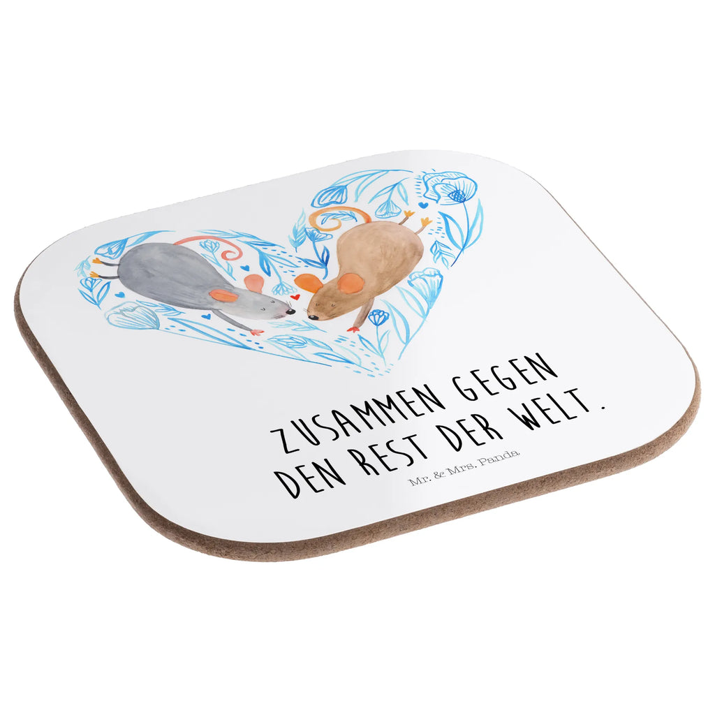 Square coaster Marriage mice heart breakfast, glass coasters, gift, Coasters, presents, party, gifts, Wedding, marriage, couple, mice, wedding, Mouse, friend, love, girlfriend, couple gift