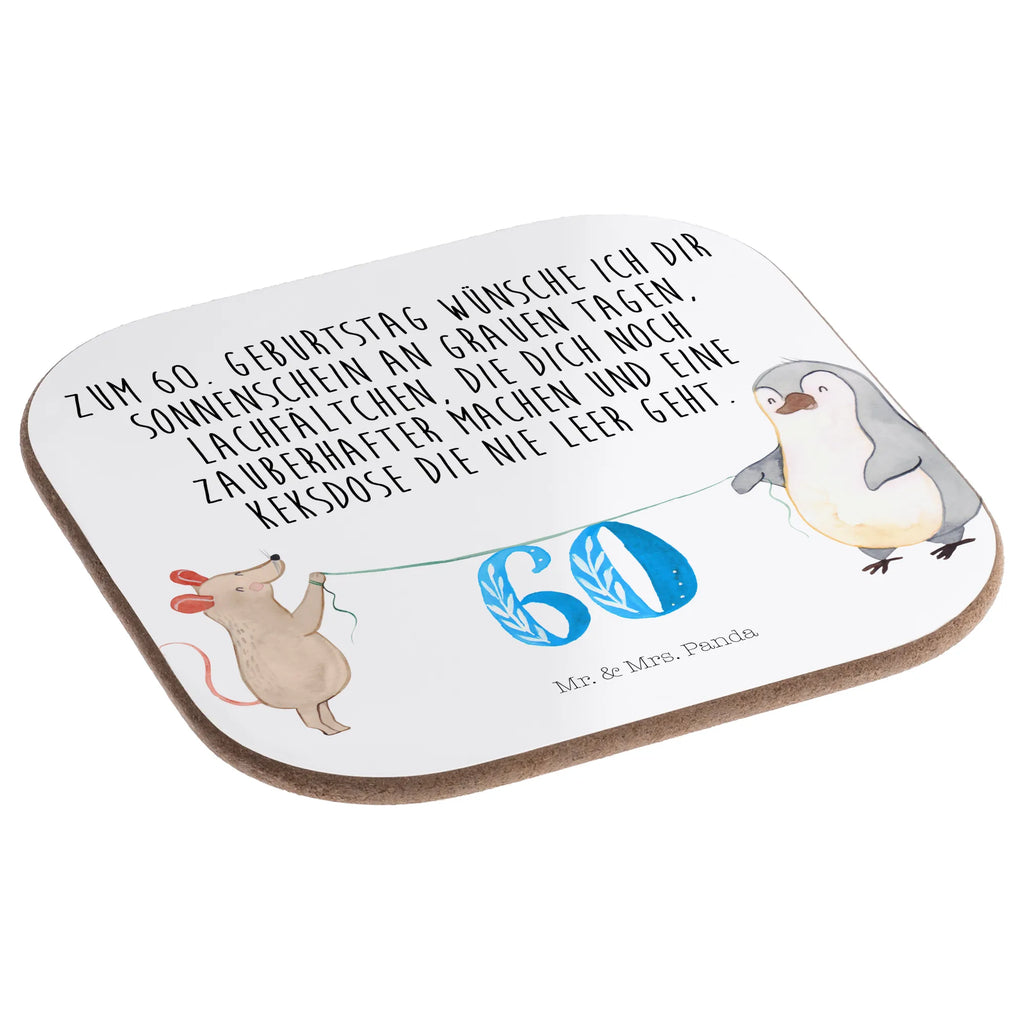 Square coaster 60th birthday mouse penguin Untersetzer für Gläser, Glasuntersetzer, Bierdeckel, Untersetzer Design, Untersetzer Gläser, Untersetzer aus Holz, Tassen Untersetzer, Untersetzer Holz, Untersetzer, Korkuntersetzer, Getränkeuntersetzer, Holzuntersetzer, Geburtstag, Geburtstagsgeschenk, Geschenk, Torte, Party, Kuchen, Feiern