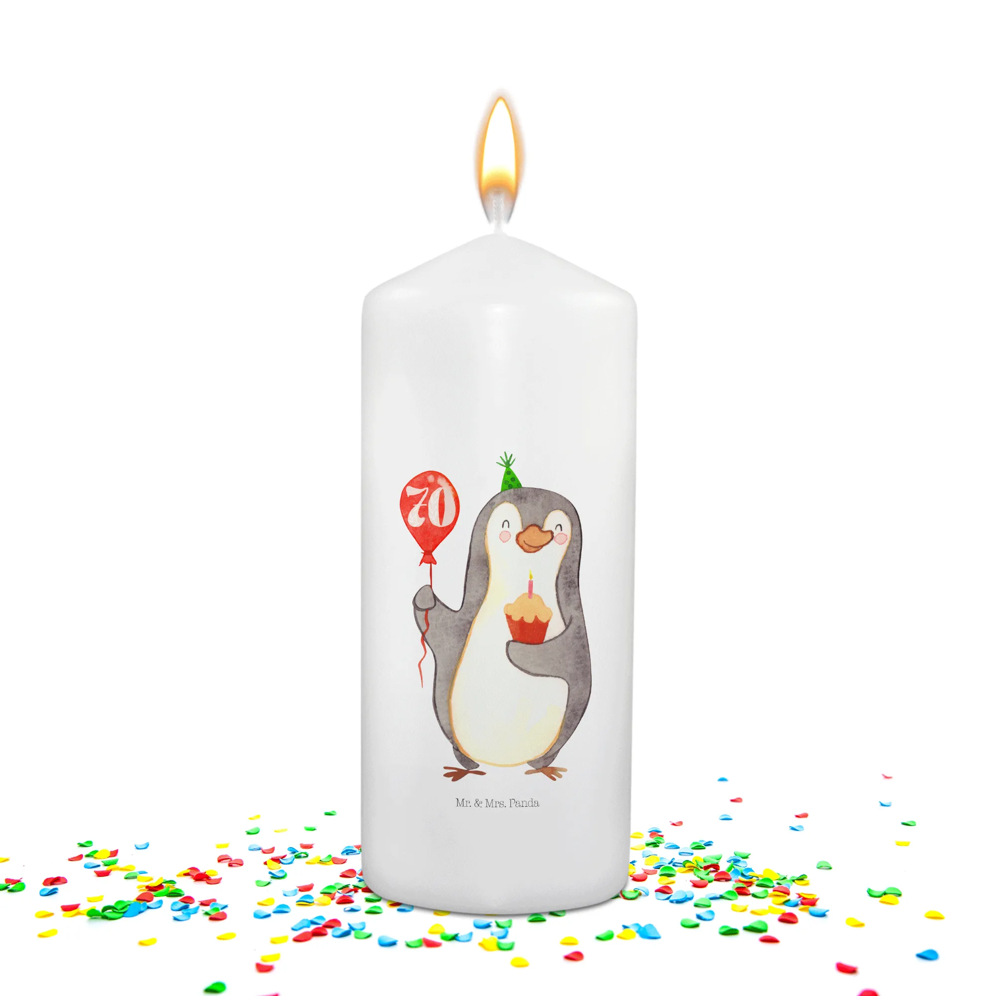 Geburtstagskerze 70. Geburtstag Pinguin Luftballon, Happy Birthday
