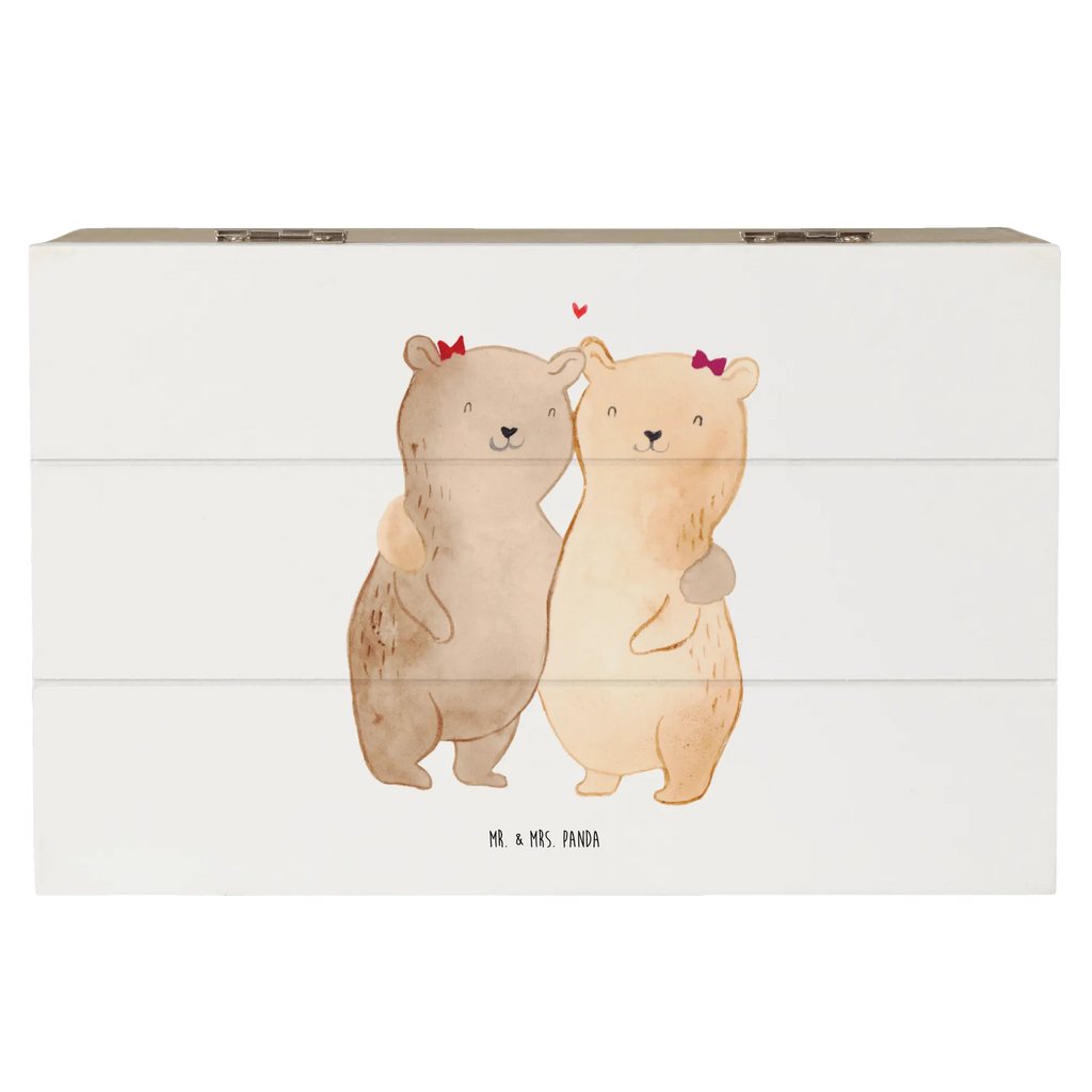 Wooden chest bears sisters XXL, Wooden box, box, memory box, treasure chest, chest, casket, storage box, decorative box, Family, Father's Day, Mother's Day, brother, sister, Mom, Dad, Sister