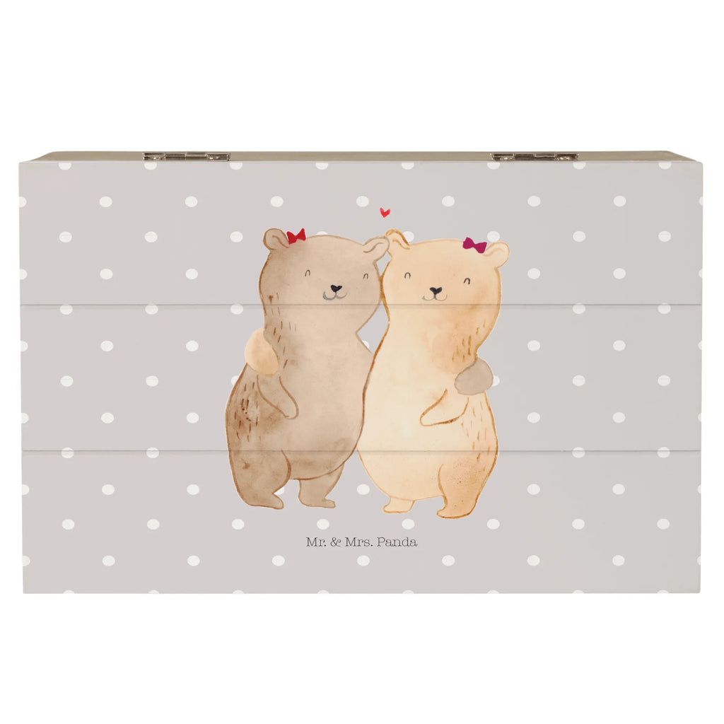 Wooden chest bears sisters XXL, Wooden box, box, memory box, treasure chest, chest, casket, storage box, decorative box, Family, Father's Day, Mother's Day, brother, sister, Mom, Dad, Sister