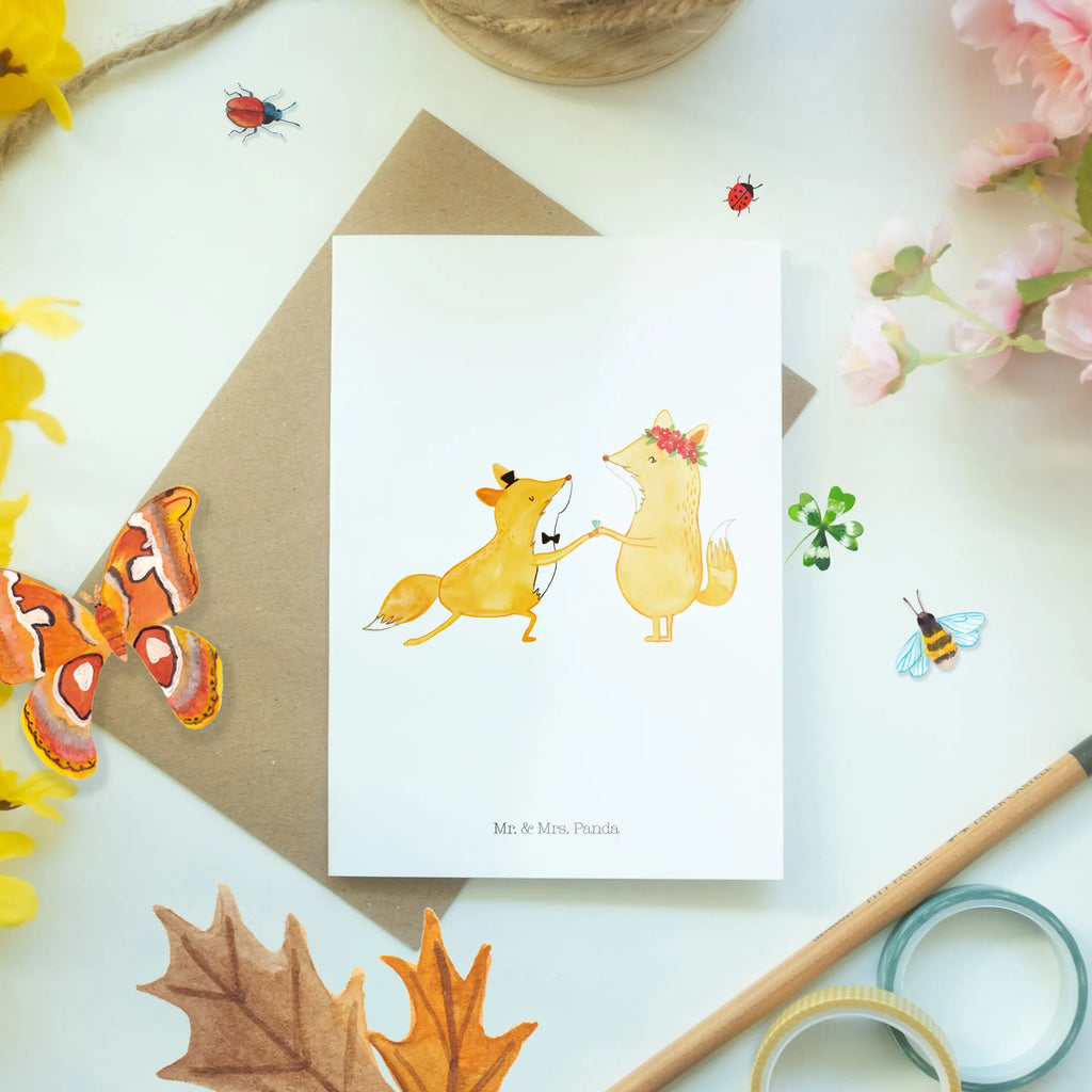 Greetings card foxes Marriage wedding card, greeting card, invitation card, birthday card, folding card, Wedding, marriage, gifts