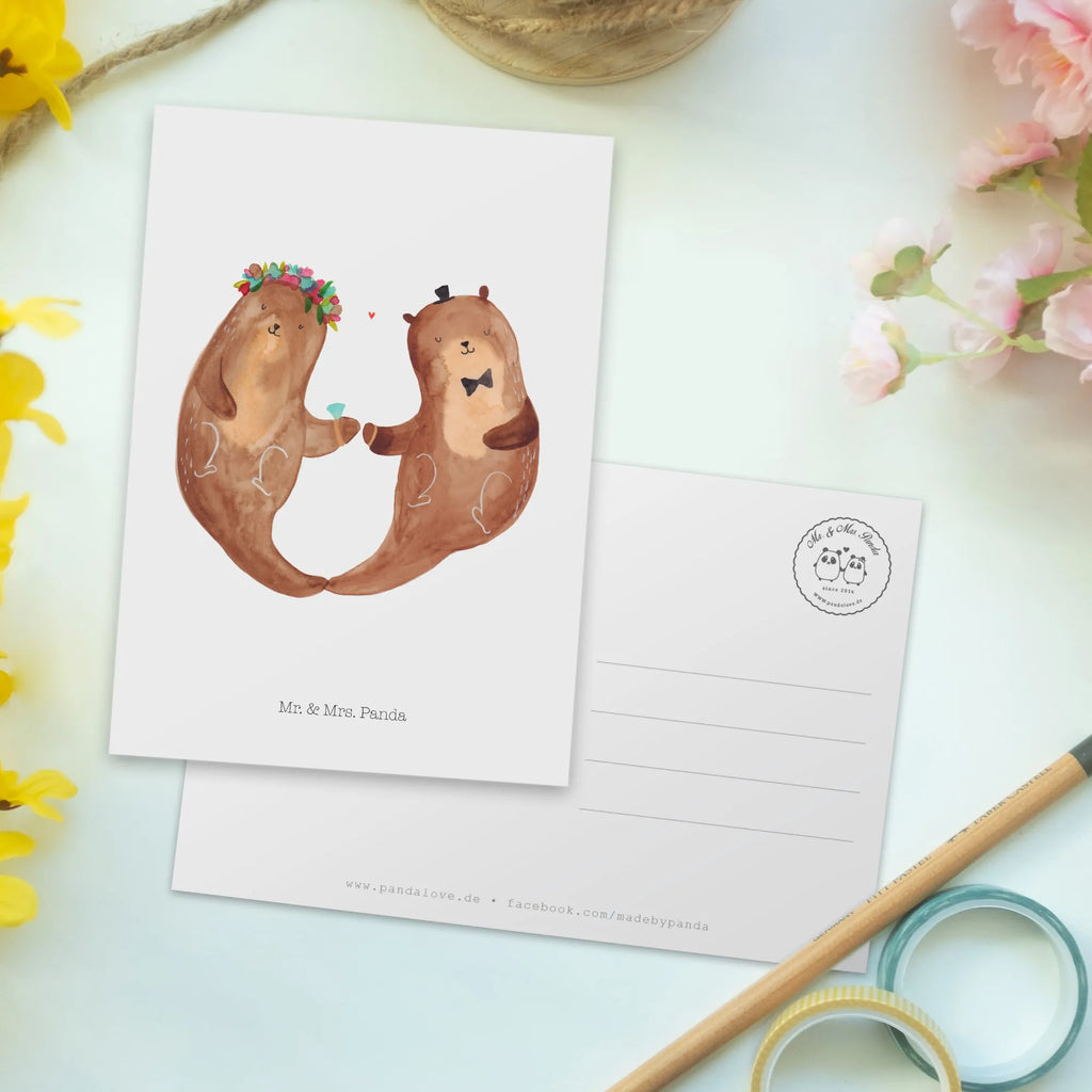 Postcard Marriage otter card, invitation card, Postcard, invitation, paper, postcards, gift, letter, gift card, Wedding, marriage, gifts, wedding day, wedding, wedding ceremony, wedding gift