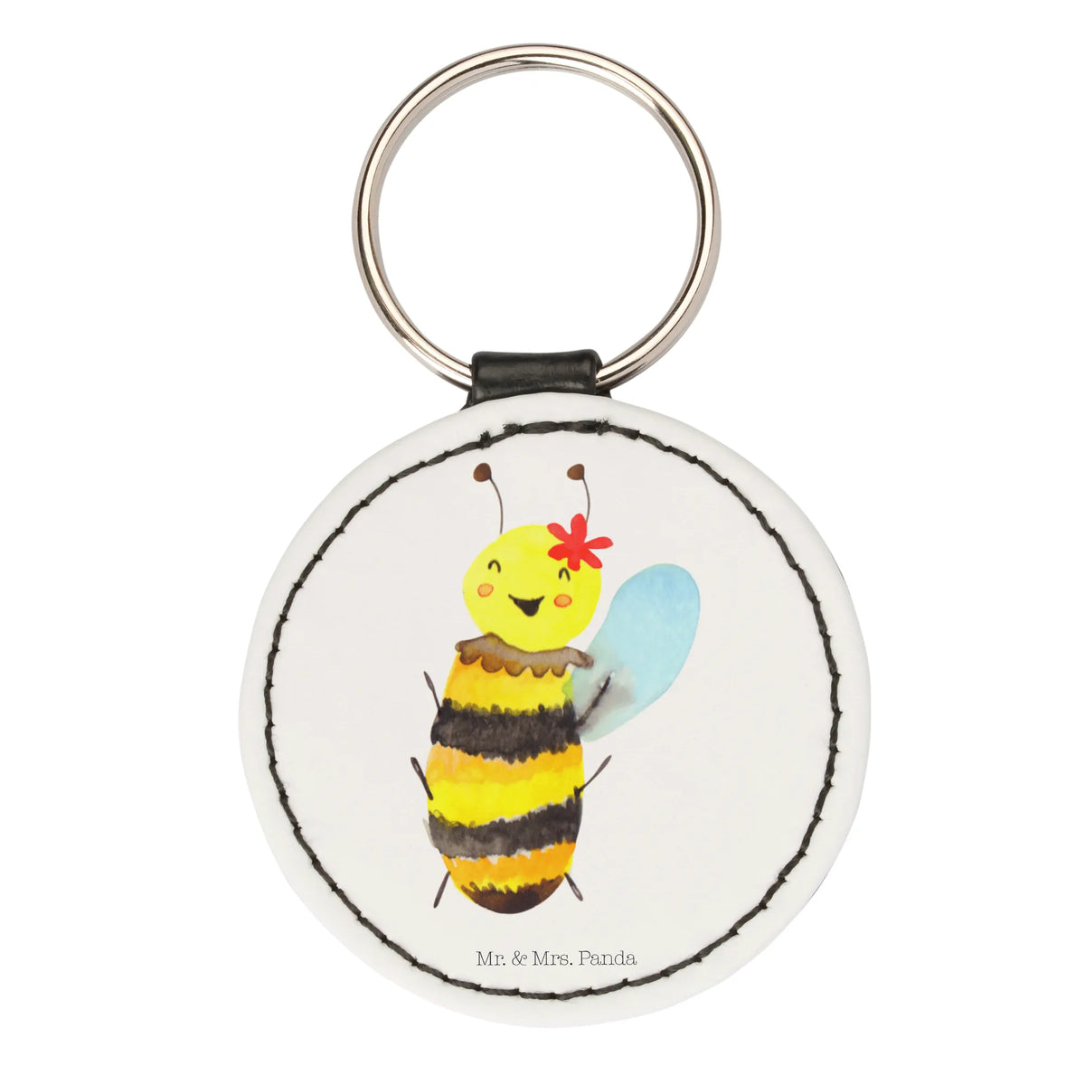 Round key ring bee happy bag pendant, keychain, key ring, pendant, lucky charm, Bee, wasp, bumblebee