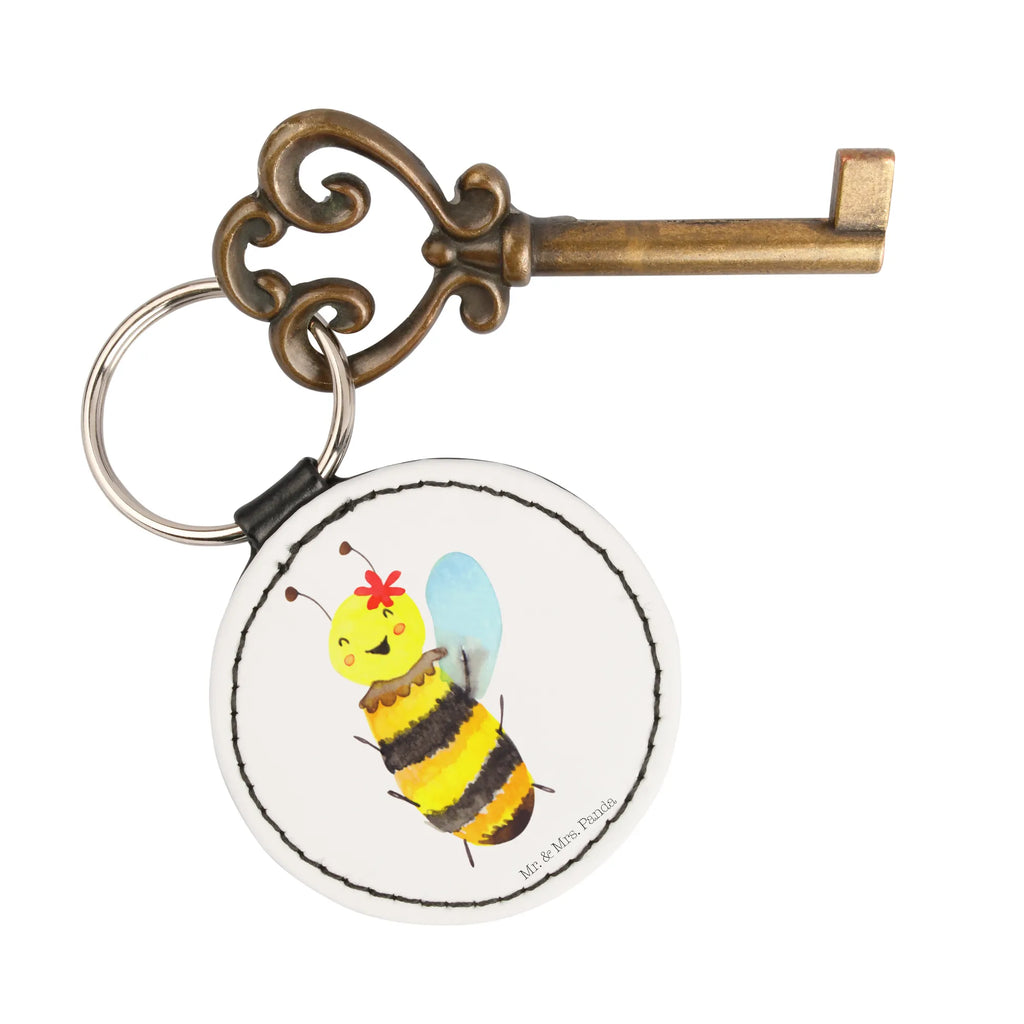 Round key ring bee happy bag pendant, keychain, key ring, pendant, lucky charm, Bee, wasp, bumblebee