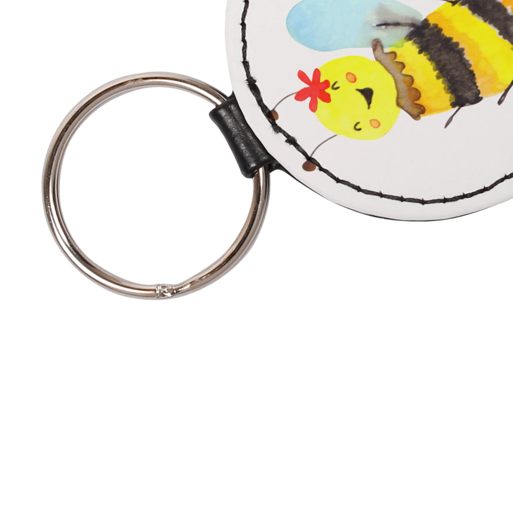 Round key ring bee happy bag pendant, keychain, key ring, pendant, lucky charm, Bee, wasp, bumblebee