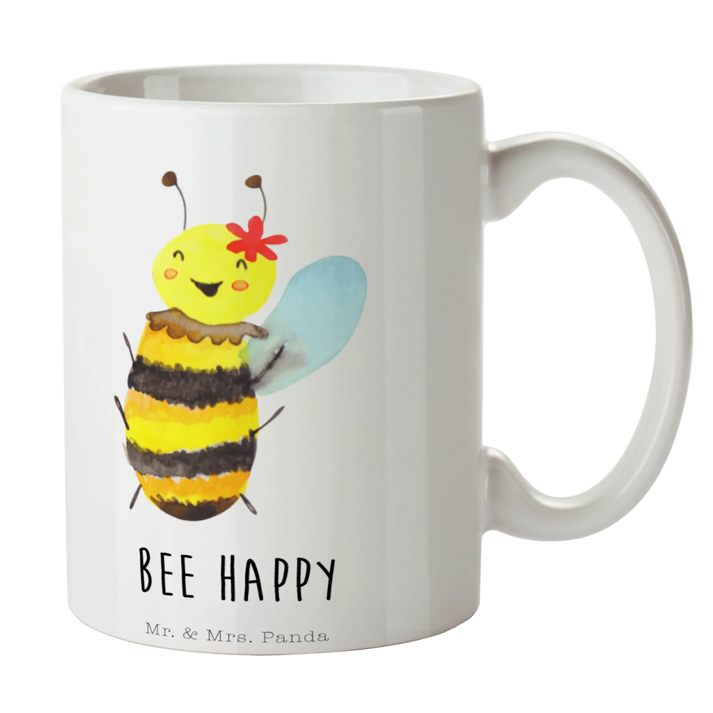 Mug bee happy Porzellantasse, Bürotasse, Tasse, Kaffeetasse, Tasse mit Motiven, Tasse mit Zitaten, Keramiktasse, Geschenktasse, Teetasse, Biene, Wespe, Hummel