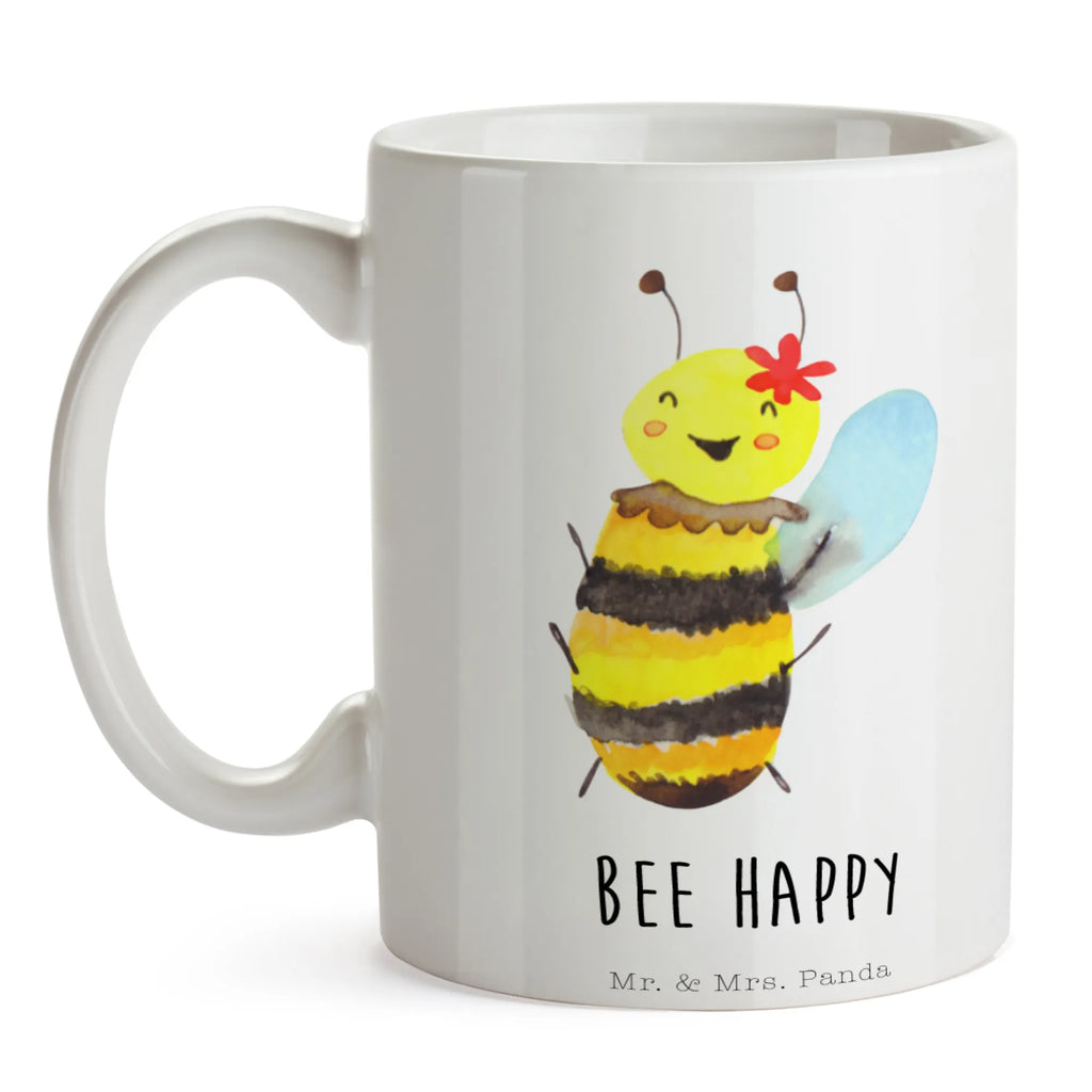Mug bee happy Porzellantasse, Bürotasse, Tasse, Kaffeetasse, Tasse mit Motiven, Tasse mit Zitaten, Keramiktasse, Geschenktasse, Teetasse, Biene, Wespe, Hummel