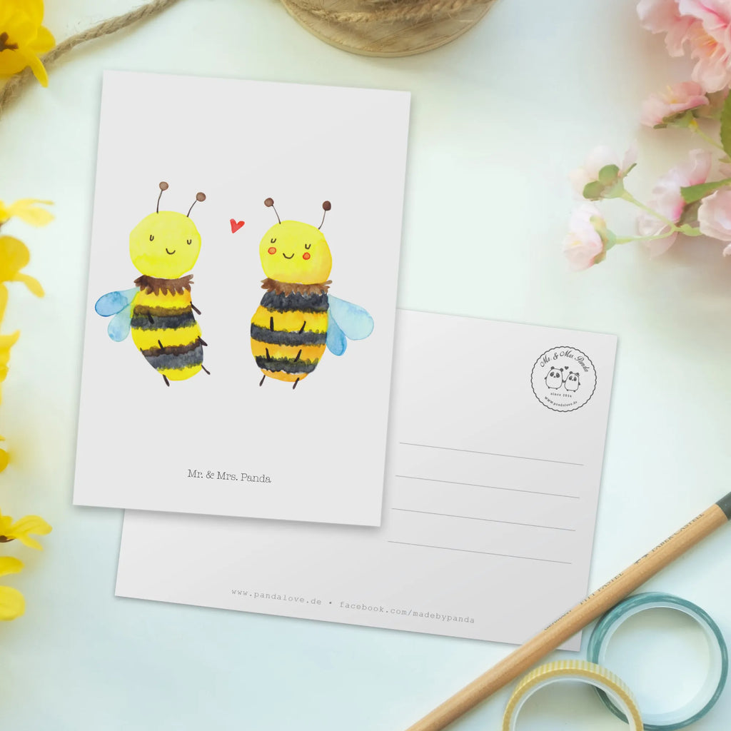 Postcard bee In love letter, paper, card, gift card, gift, Postcard, invitation, invitation card, postcards, Bee, wasp, bumblebee
