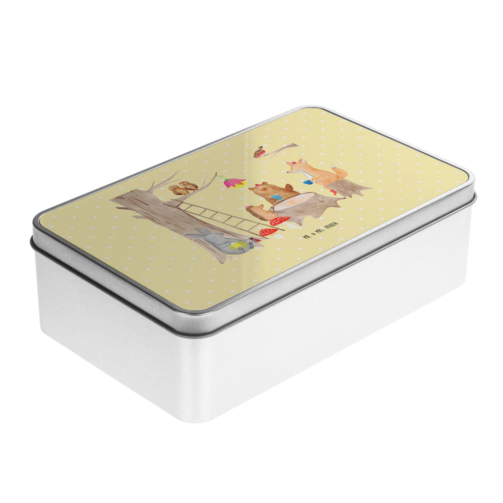 Metal tin forest animals picnic storage box, tin box, lunch box, metal box, storage tin, container, tins, cookie tin, lock-up box, Tin can, aluminium tin, small animals, cute, funny, cute animal motives, hand drawn, small world, funny sayings, good mood, happy, gifts, gift ideas, special gifts, animal lover, card, hedgehog, fox, forest, picnic, hare, forest animals, squirrel, mouse