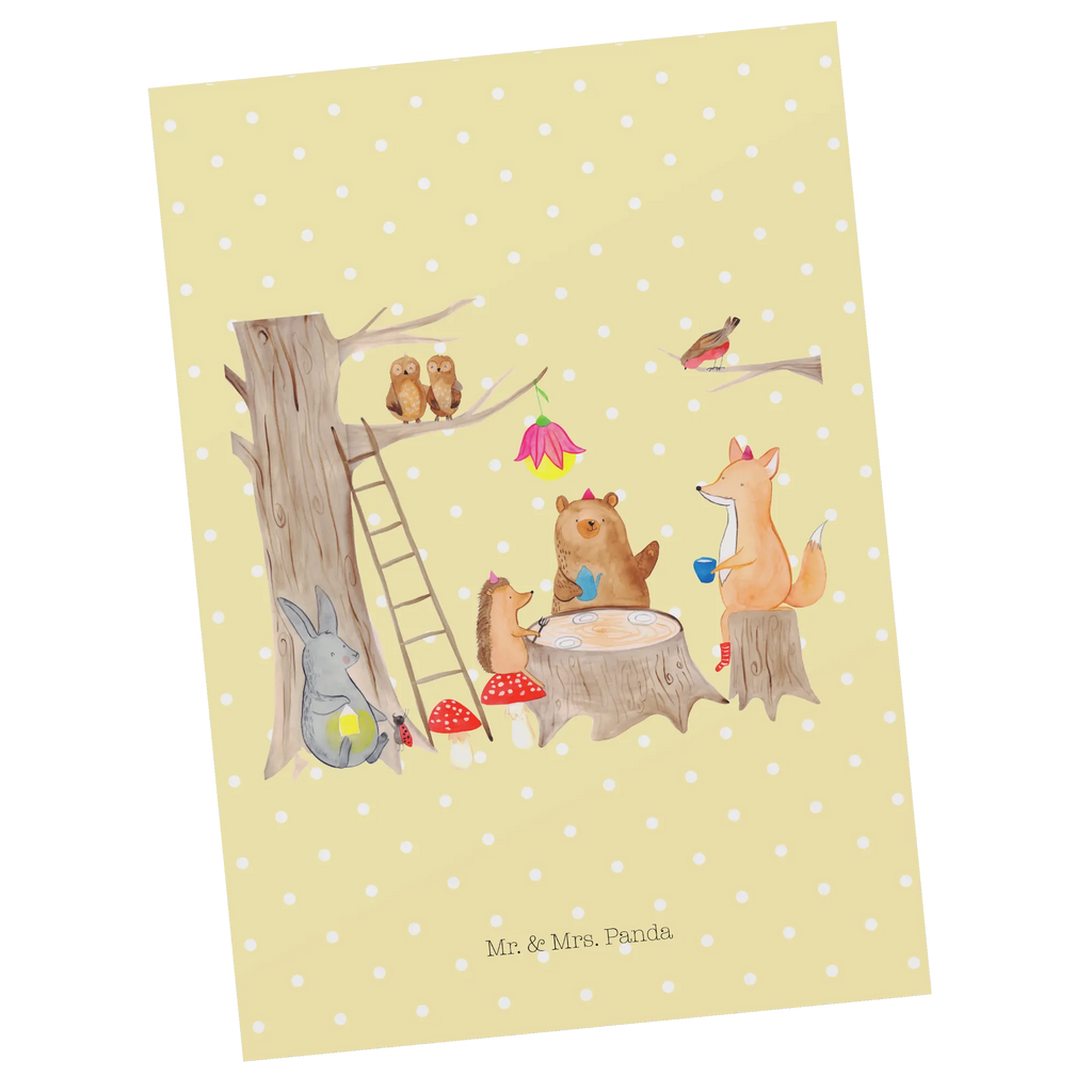 Postcard forest animals picnic Grußkarte, Motivkarte, einzelkarte, Ansichtskarte, Postkarte, kunstkarte, spruchkarte, Designkarte, Ansichtskarten, Fotokarte, Kunstkarten, bildkarte, Postkarten, Lustige Sprüche, Tiere, Tiermotive, Gute Laune, Eichhörnchen, Maus, Wald, Picknick, Waldtiere, Fuchs, Igel, Hase