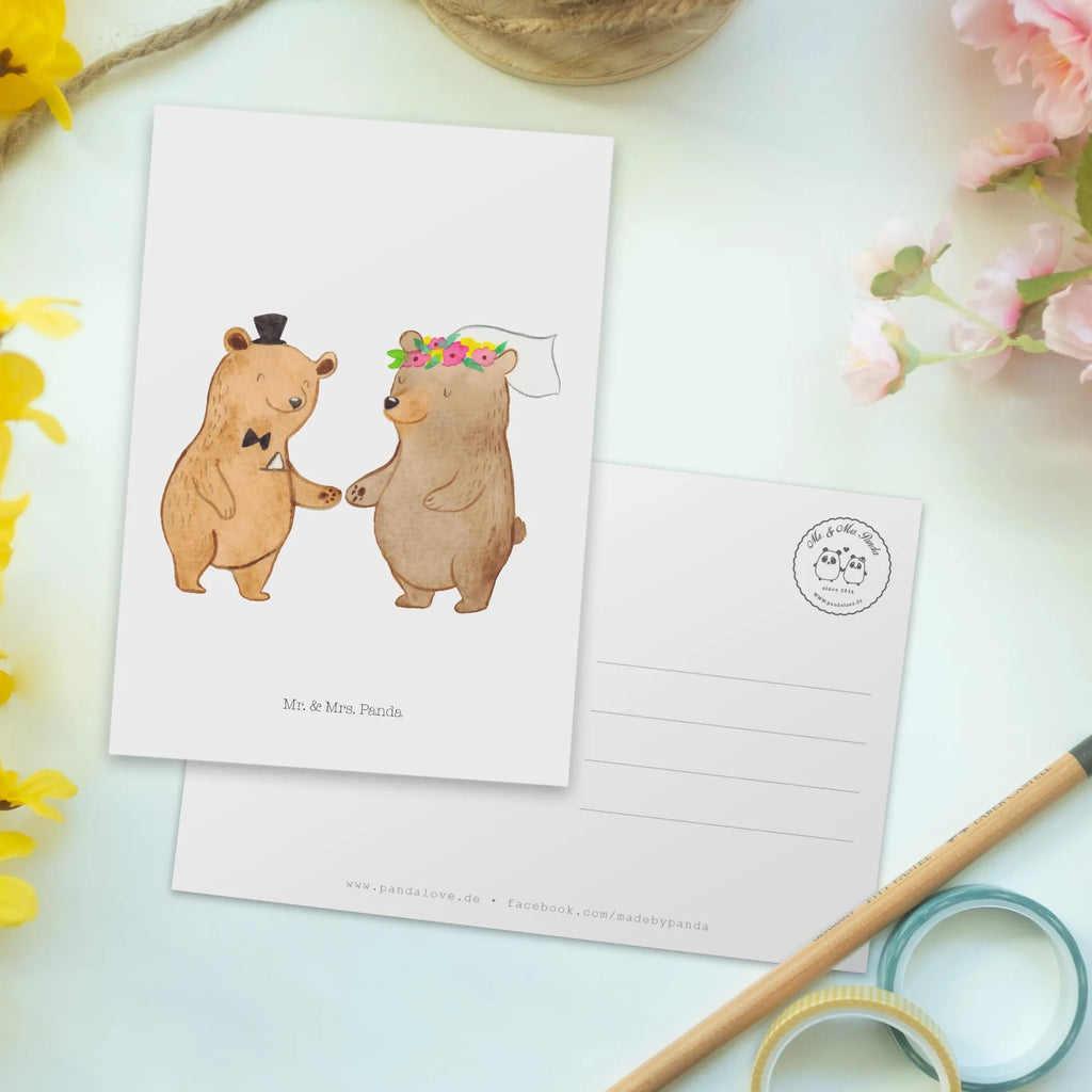 Postcard bears marriage gift, gift card, card, letter, paper, Postcard, invitation, postcards, invitation card, Wedding, marriage, gifts, wedding gift, wedding ceremony, wedding day, wedding