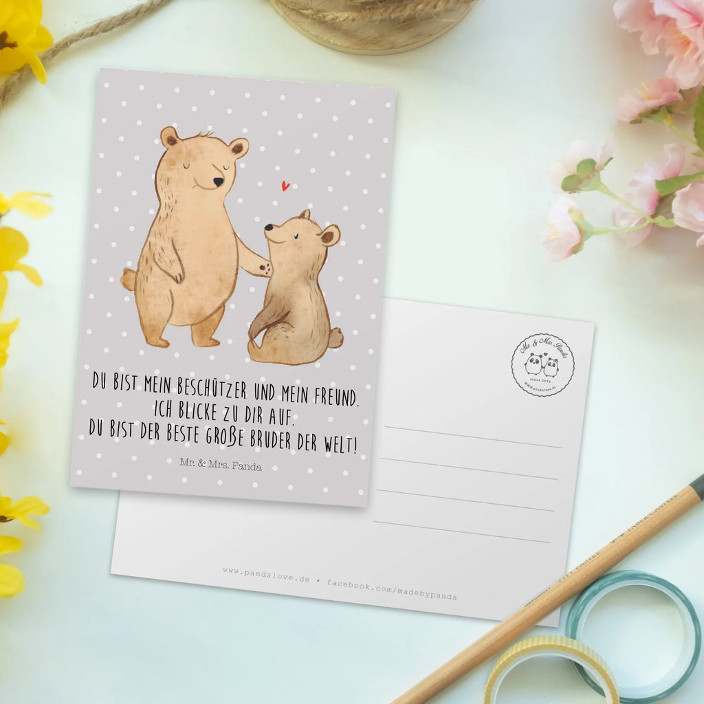 Postkarte Bär Großer Bruder Postkarte, Fotokarte, einzelkarte, Designkarte, bildkarte, Motivkarte, Kunstkarten, Postkarten, Grußkarte, spruchkarte, Ansichtskarten, Ansichtskarte, kunstkarte, Bruder, Vatertag, Opa, Oma, Papa, Familie, Mama, Schwester, Muttertag, Geschwister, Bär, Bären, Großer Bruder, Bester Bruder, Brudi