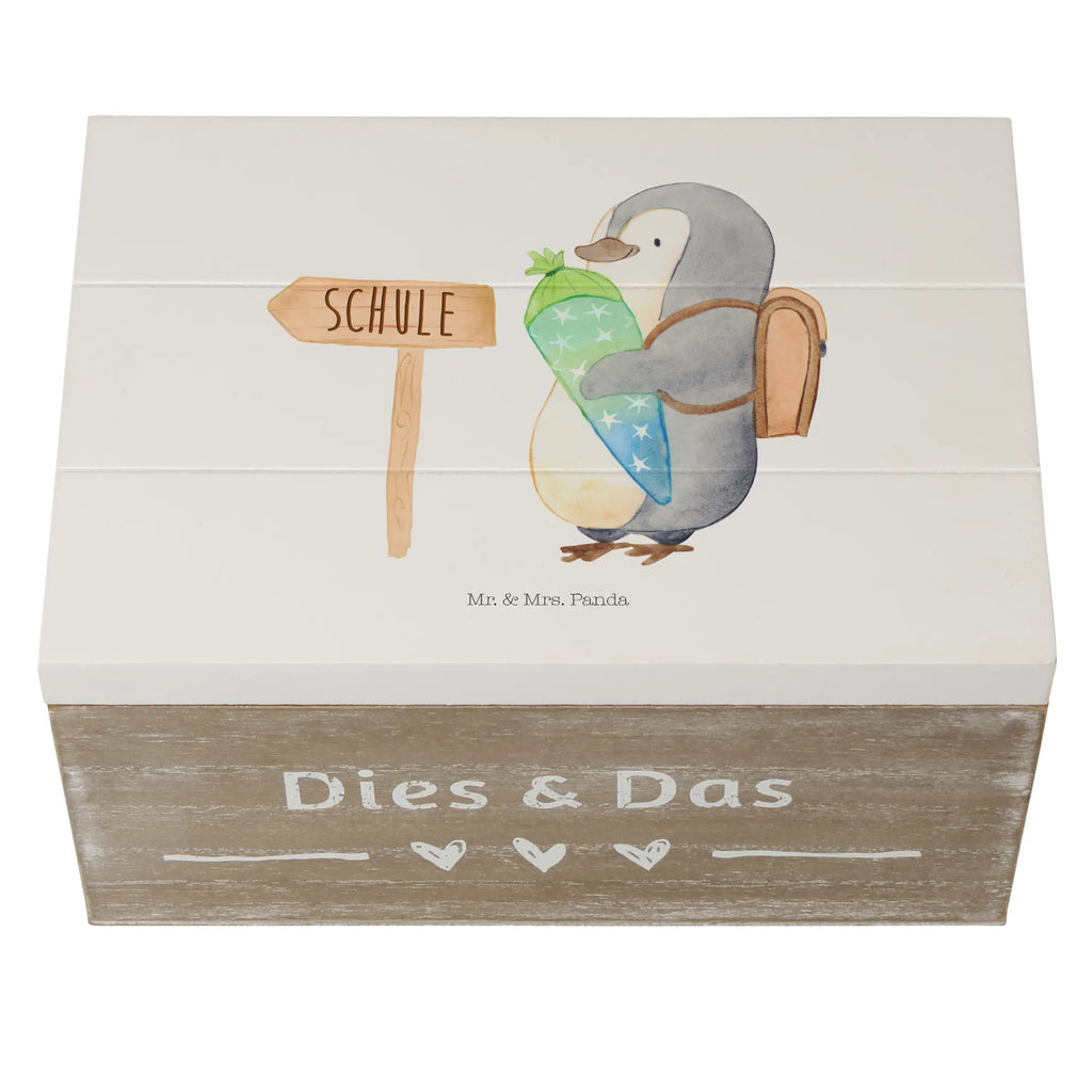 Wooden chest Penguin School cone Wooden box, storage box, memory box, decorative box, treasure chest, casket, XXL, box, chest, Penguin, North Pole, Winter, Penguins, school enrolment, satchel, penguin, gift for school enrolment, school beginners, 1st class, first day of school