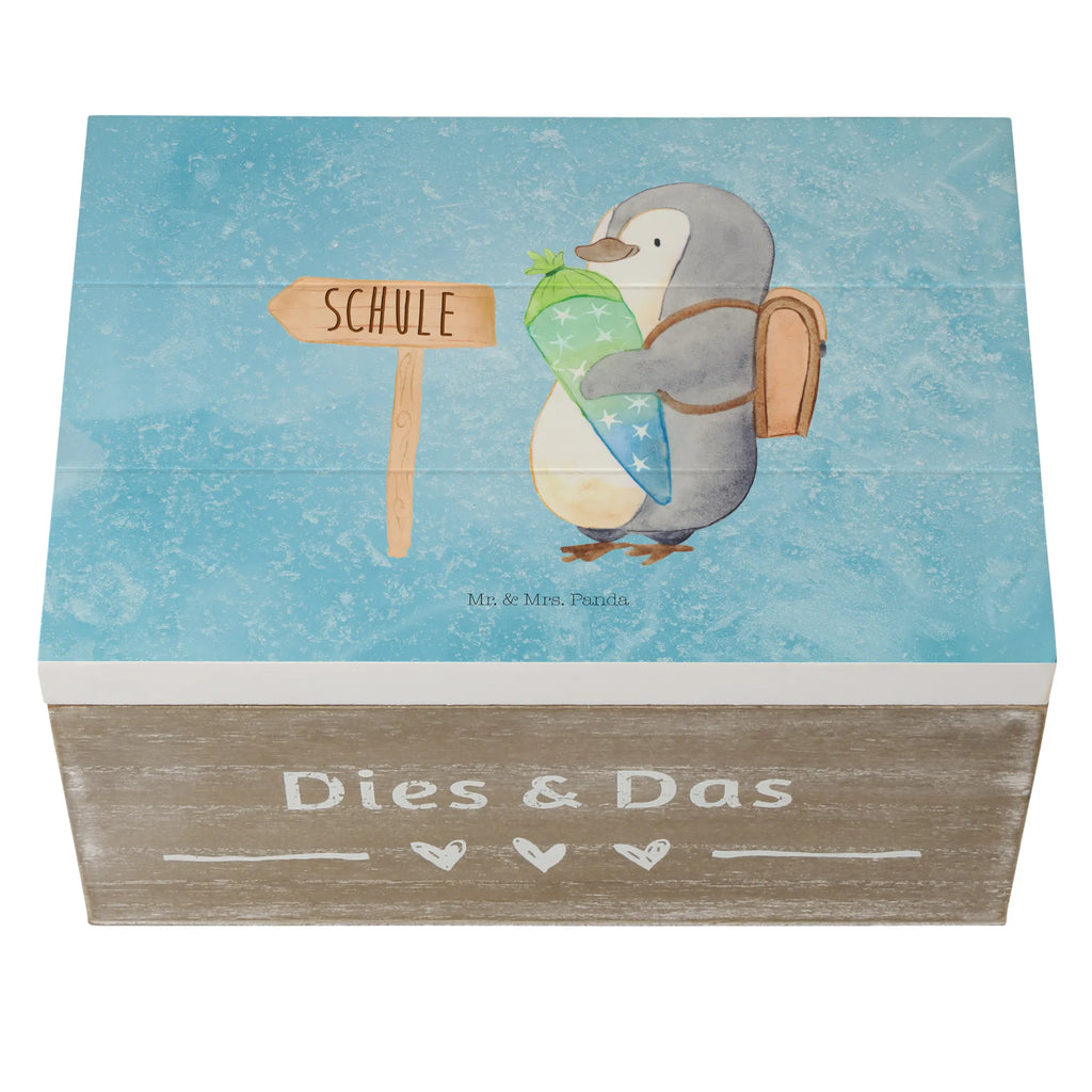 Wooden chest Penguin School cone Wooden box, storage box, memory box, decorative box, treasure chest, casket, XXL, box, chest, Penguin, North Pole, Winter, Penguins, school enrolment, satchel, penguin, gift for school enrolment, school beginners, 1st class, first day of school