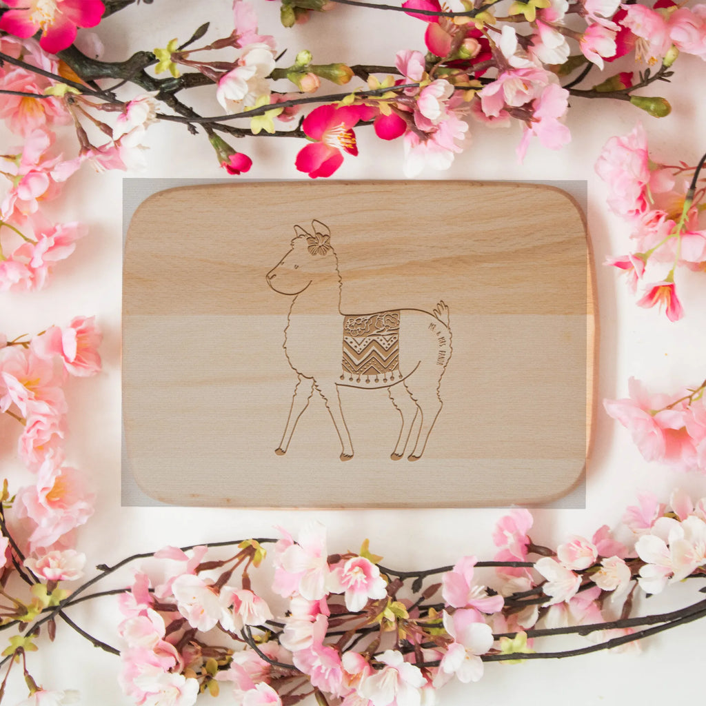 Frühstücksbrett Alpaka Stolz Frühstücksbrettchen, Holzbrett, Schneidebrett, Schneidebrett Holz, Küchenbrett, Frühstücksbrett, Alpaka, Lama
