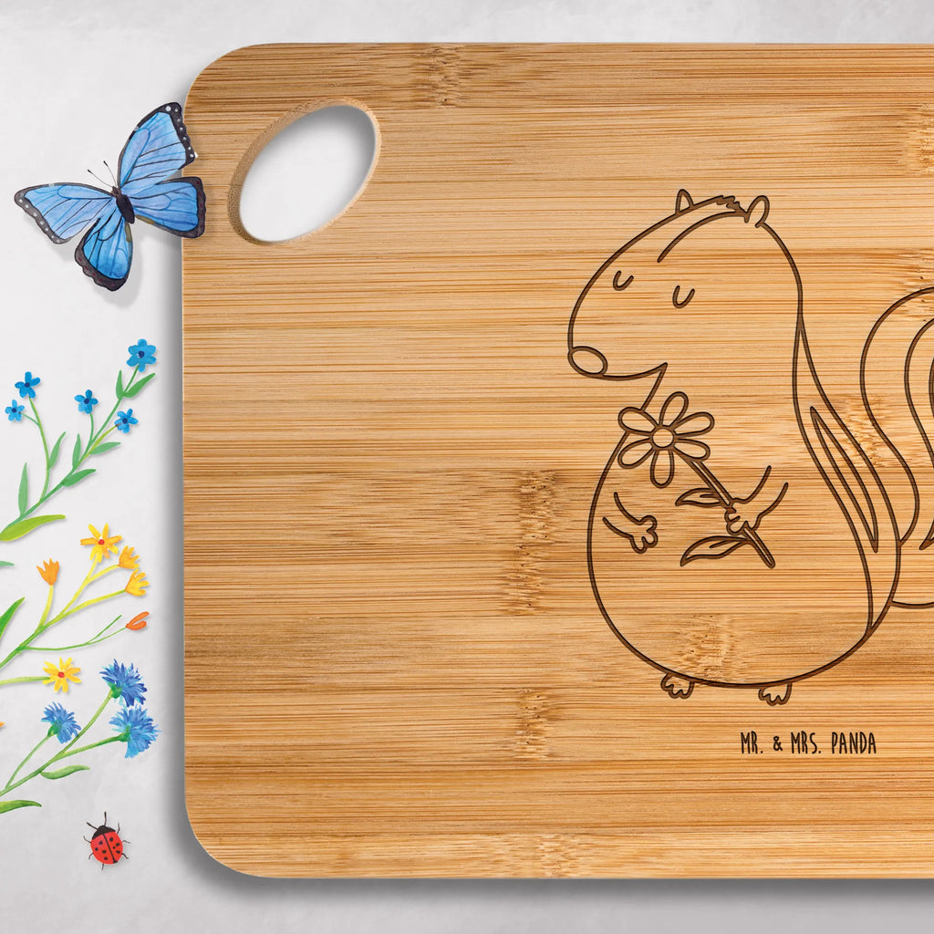 Bambus - deska do krojenia skunks kwiat Holzbrett, Küchenbrett, Servierbrett, Frühstücksbrett, Hackbrett, Holzbrettchen, Schneidebrett, Brett, Stinktier, Skunk, Raubtier, Wildtier, Träume, verträumt, Stinker, Stinki, Dreams, Tagträumer