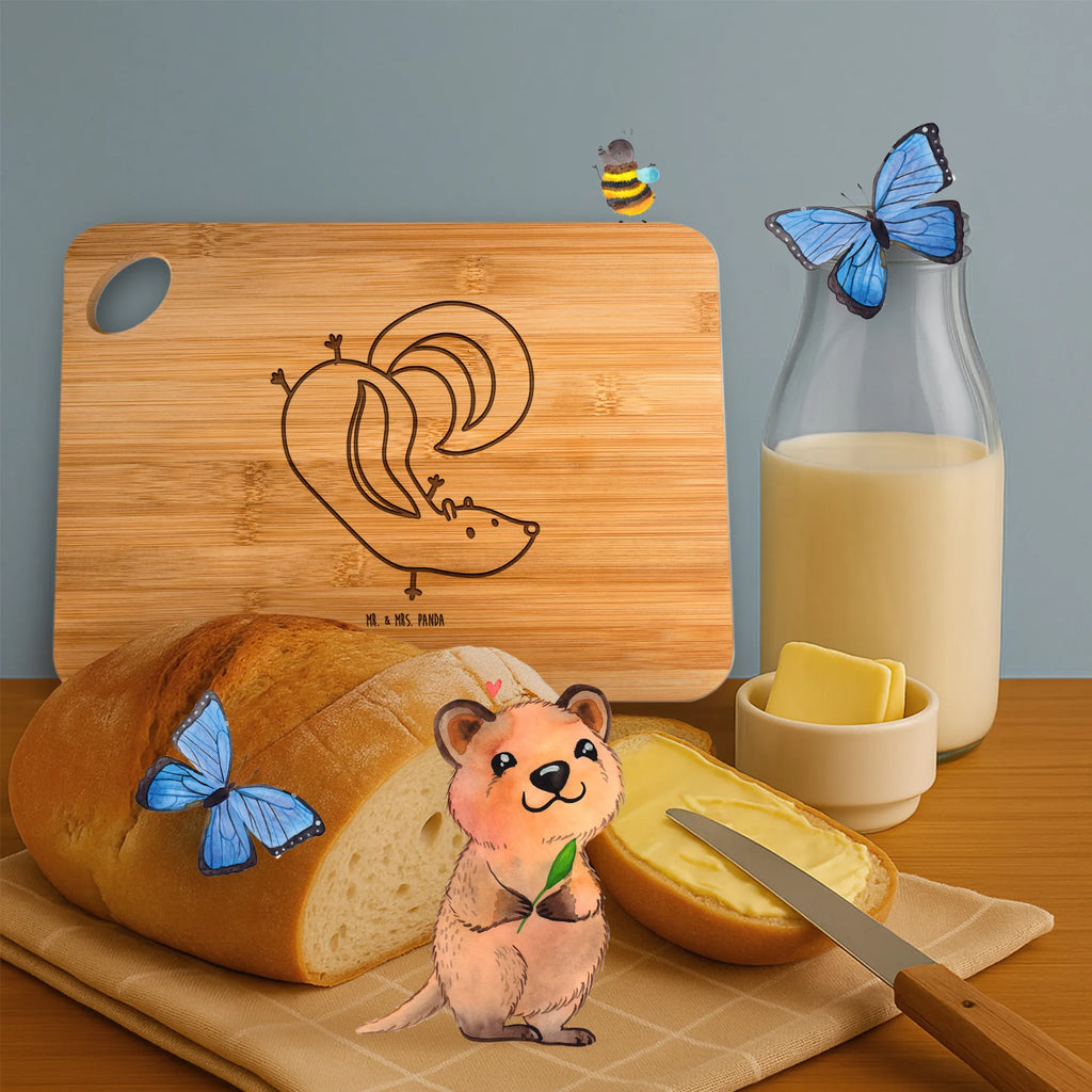 Schneidebrett Stinktier Handstand Holzbrett, Brett, Servierbrett, Frühstücksbrett, Küchenbrett, Schneidebrett, Hackbrett, Holzbrettchen, Stinktier, Skunk, Raubtier, verpielt, Stinki, Stinker, Wildtier, Spielplatz, Kind