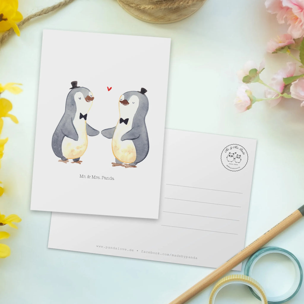 Postcard penguins gay pride gift card, gift, letter, card, invitation card, paper, postcards, invitation, Postcard, Wedding, marriage, gifts