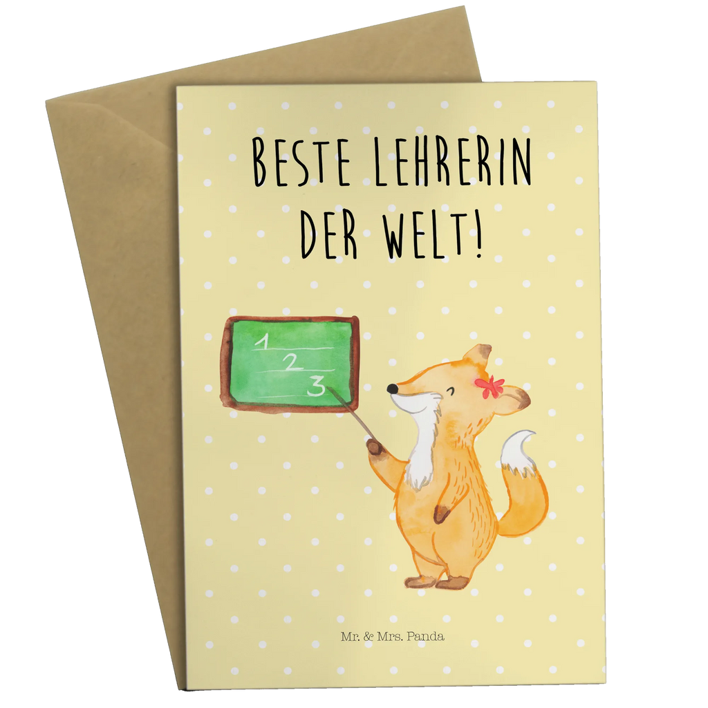 Greetings card Fox teacher Ansichtskarten, Klappkarte, Einladungskarte, Glückwunschkarte, Grußkarte, Geburtstagskarte, Karte, Hochzeitskarte, Tiermotive, Gute Laune, lustige Sprüche, Tiere