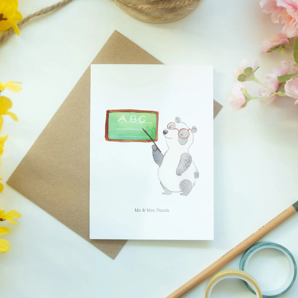 Greetings card panda Teacher Glückwunschkarte, Karte, Grußkarte, Einladungskarte, Ansichtskarten, Klappkarte, Hochzeitskarte, Geburtstagskarte, Tiermotive, Gute Laune, lustige Sprüche, Tiere