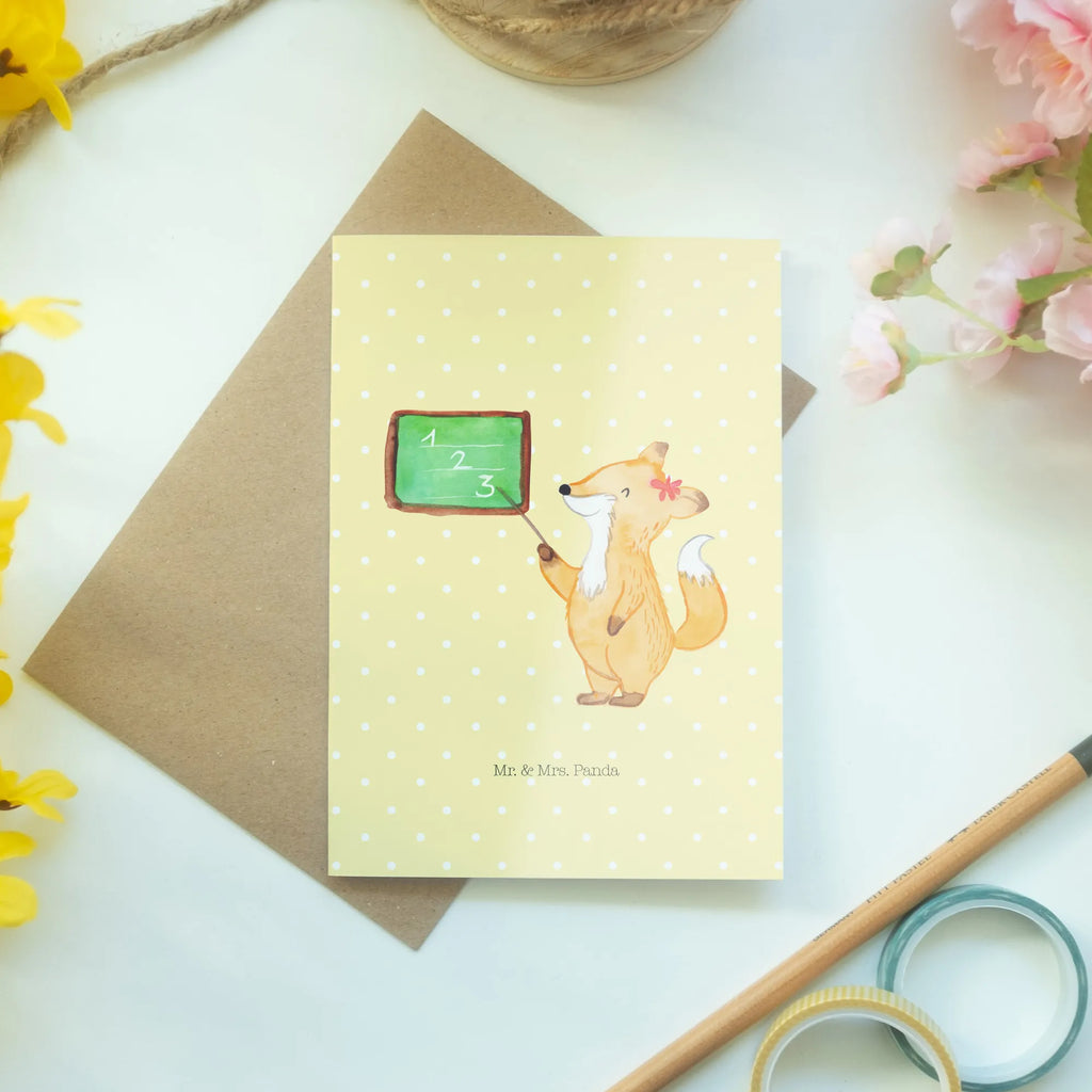 Greetings card Fox teacher Ansichtskarten, Klappkarte, Einladungskarte, Glückwunschkarte, Grußkarte, Geburtstagskarte, Karte, Hochzeitskarte, Tiermotive, Gute Laune, lustige Sprüche, Tiere