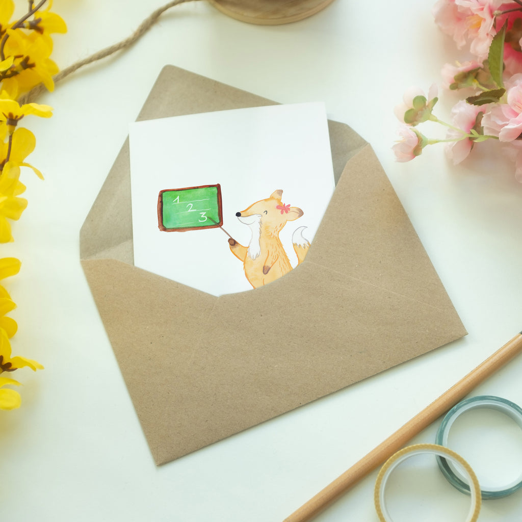 Greetings card Fox teacher Ansichtskarten, Klappkarte, Einladungskarte, Glückwunschkarte, Grußkarte, Geburtstagskarte, Karte, Hochzeitskarte, Tiermotive, Gute Laune, lustige Sprüche, Tiere