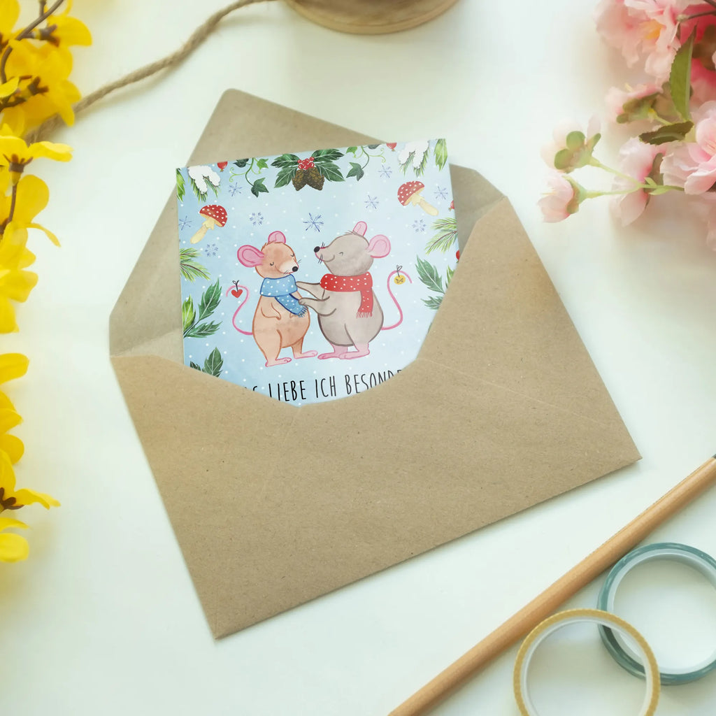 Grußkarte Mäuse Weihnachten Glückwunschkarte, Hochzeitskarte, Ansichtskarten, Karte, Geburtstagskarte, Klappkarte, Grußkarte, Einladungskarte, Winter, Weihnachten, Weihnachtsdeko, Nikolaus, Advent, Heiligabend, Wintermotiv
