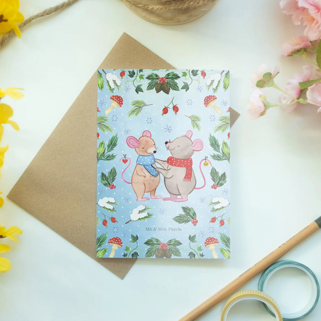 Grußkarte Mäuse Weihnachten Glückwunschkarte, Hochzeitskarte, Ansichtskarten, Karte, Geburtstagskarte, Klappkarte, Grußkarte, Einladungskarte, Winter, Weihnachten, Weihnachtsdeko, Nikolaus, Advent, Heiligabend, Wintermotiv
