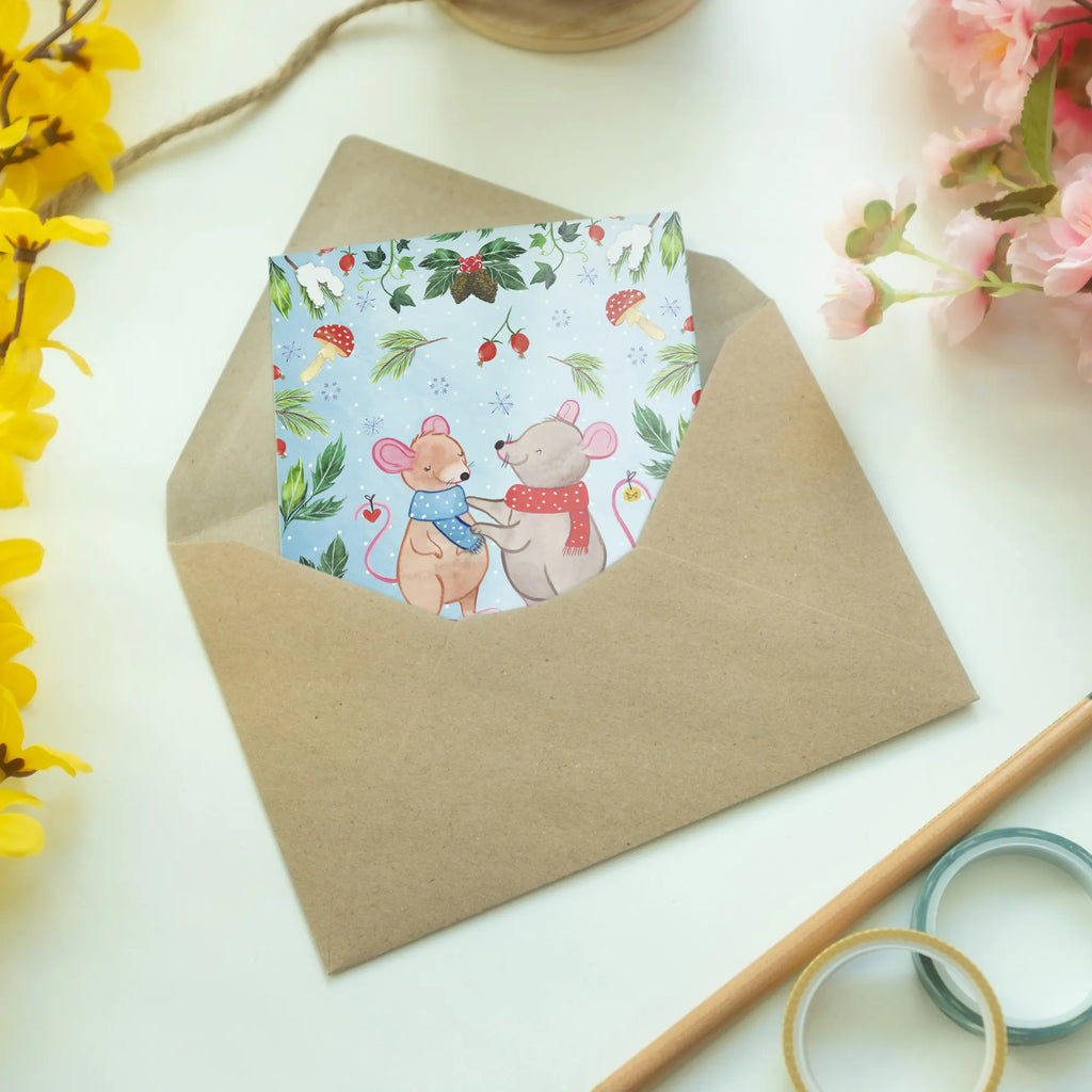 Grußkarte Mäuse Weihnachten Glückwunschkarte, Hochzeitskarte, Ansichtskarten, Karte, Geburtstagskarte, Klappkarte, Grußkarte, Einladungskarte, Winter, Weihnachten, Weihnachtsdeko, Nikolaus, Advent, Heiligabend, Wintermotiv