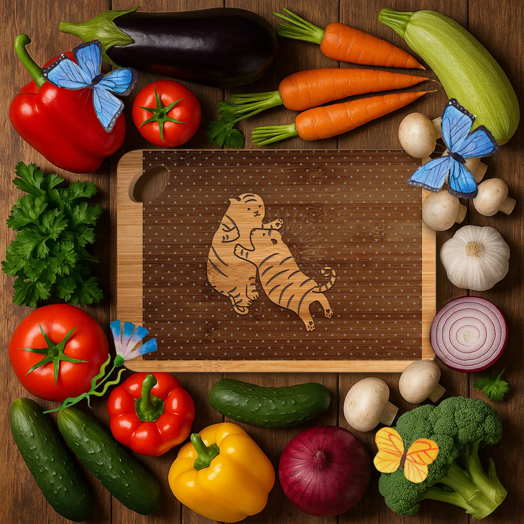 Bamboo chopping board Tiger Sibling Love solid, dulcimer, kitchen board, robust, nature, engraving, cutting board, breakfast board, cutting block, board, kitchen, carving board, breakfast, slices, bamboo, wood, Family, Father's Day, Mother's Day, brother, sister, Mom, Dad, Birthday, Tiger, Siblings, Christmas, Gift