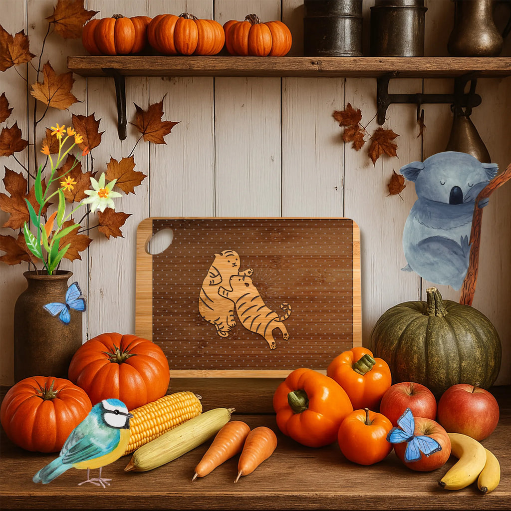 Bamboo chopping board Tiger Sibling Love solid, dulcimer, kitchen board, robust, nature, engraving, cutting board, breakfast board, cutting block, board, kitchen, carving board, breakfast, slices, bamboo, wood, Family, Father's Day, Mother's Day, brother, sister, Mom, Dad, Birthday, Tiger, Siblings, Christmas, Gift