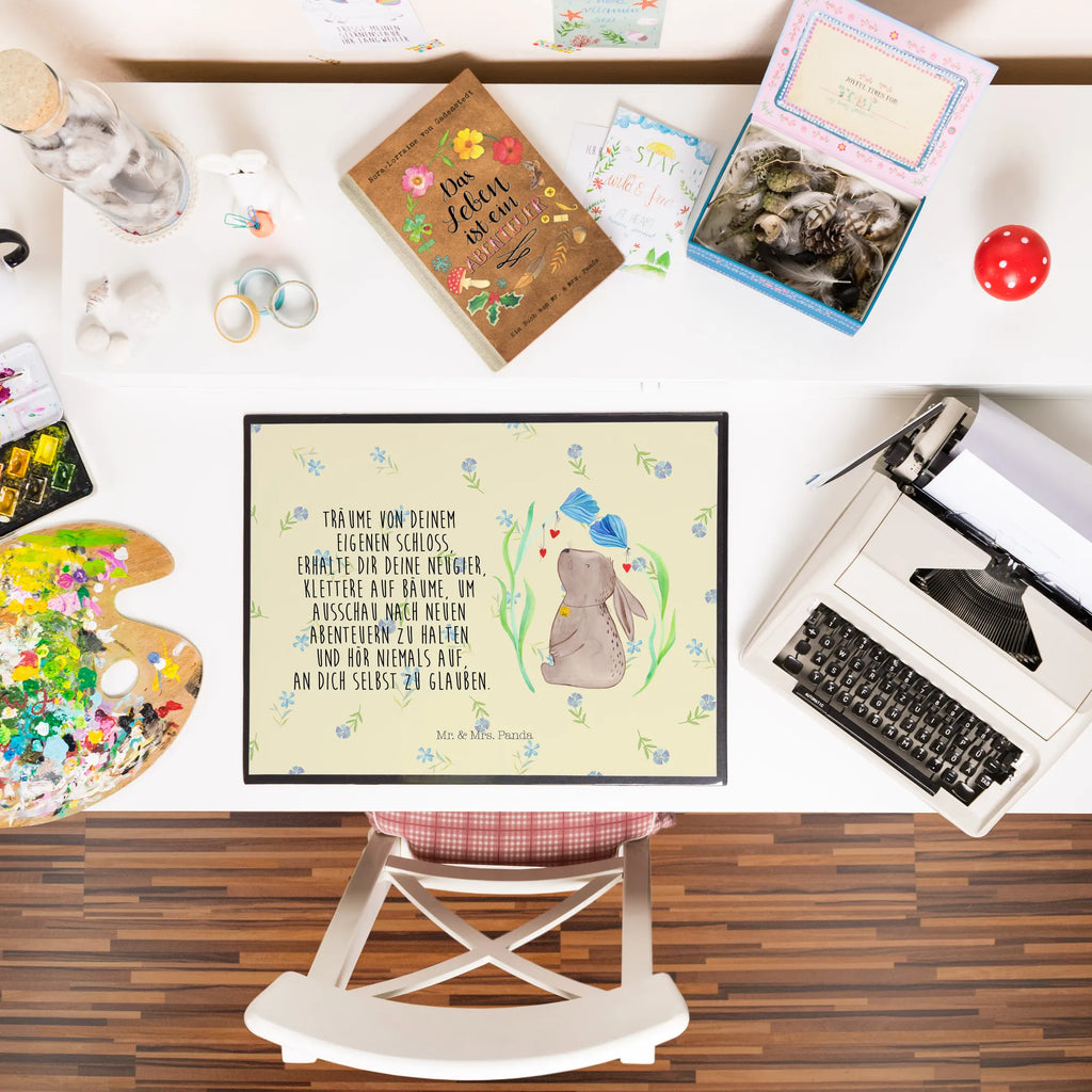 Desk pad Hare flower children, Desk pad, girl, office, underlay, desk, Easter, Easter bunny, Bunny, hope, birthday, child's birthday, birth, pregnancy, rabbit, dreams, first child, baptism, christening gift, child