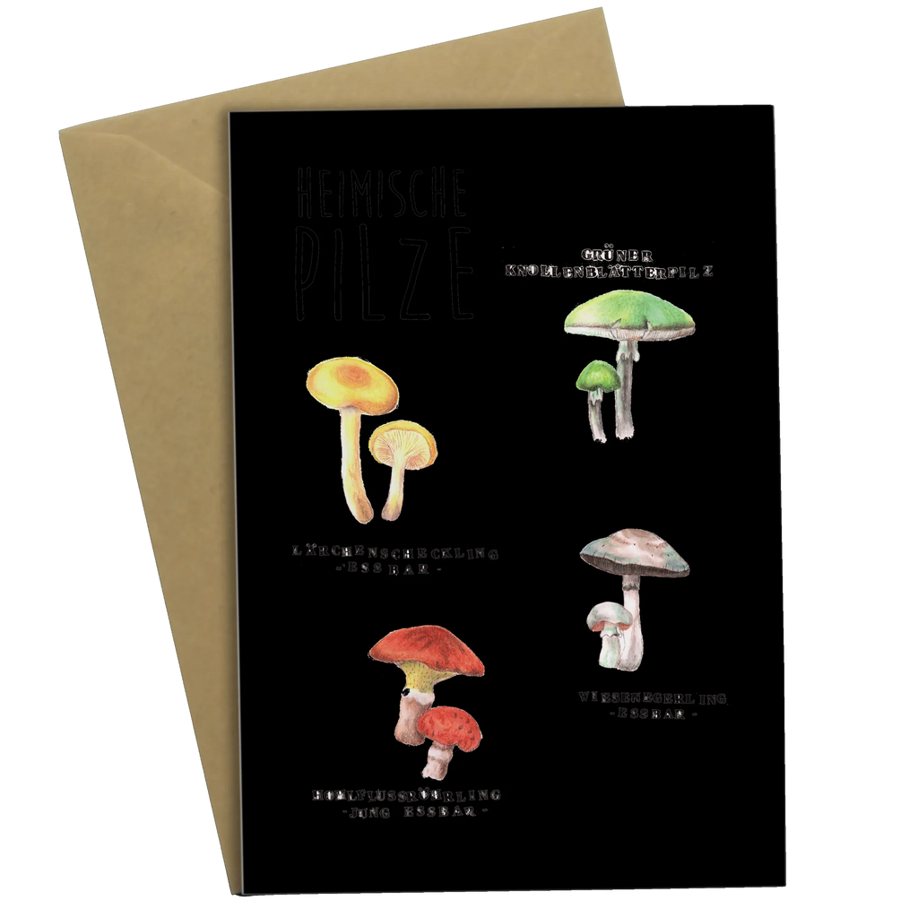 Grußkarte Heimische Pilze Glückwunschkarte, Hochzeitskarte, Karte, Geburtstagskarte, Ansichtskarten, Grußkarte, Einladungskarte, Klappkarte, Blumen Deko, Frühlings Deko, Sommer Deko, Dekoration, positive Botschaft, Naturliebhaber, Outdoor, Natur, Abenteuer, Glückspilz, Pilz, Pilze