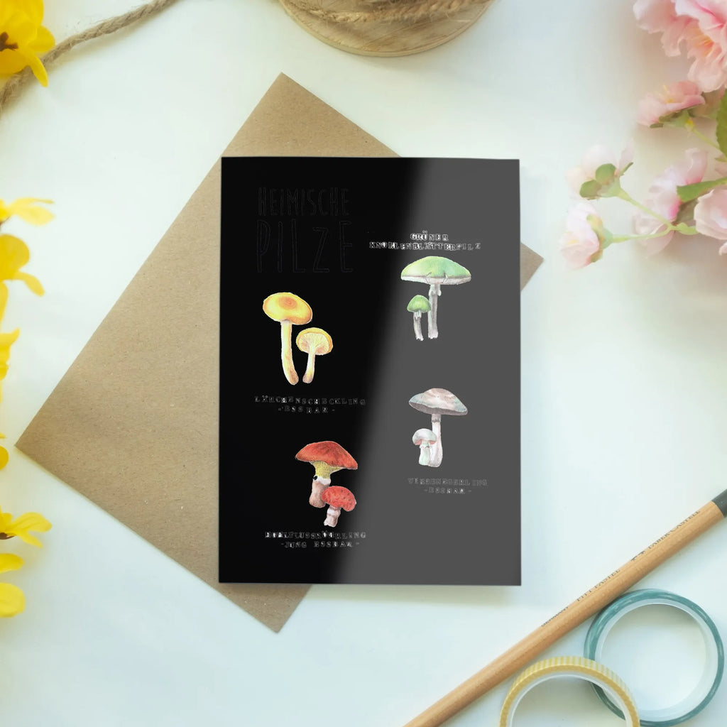 Grußkarte Heimische Pilze Glückwunschkarte, Hochzeitskarte, Karte, Geburtstagskarte, Ansichtskarten, Grußkarte, Einladungskarte, Klappkarte, Blumen Deko, Frühlings Deko, Sommer Deko, Dekoration, positive Botschaft, Naturliebhaber, Outdoor, Natur, Abenteuer, Glückspilz, Pilz, Pilze