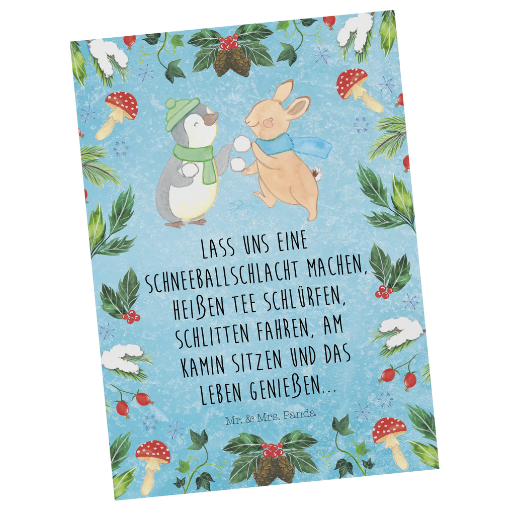Postkarte Pinguin Hase Schneeballschlacht Dankeskarte, Einladungskarten Geburtstag, Einladung, Grußkarte, Geschenkkarte, Einladungskarte, Karte, Postkarte, Ansichtskarten, Ansichtskarte, Einladung Geburtstag, Geburtstagskarte, Winter, Weihnachten, Weihnachtsdeko, Nikolaus, Advent, Heiligabend, Wintermotiv
