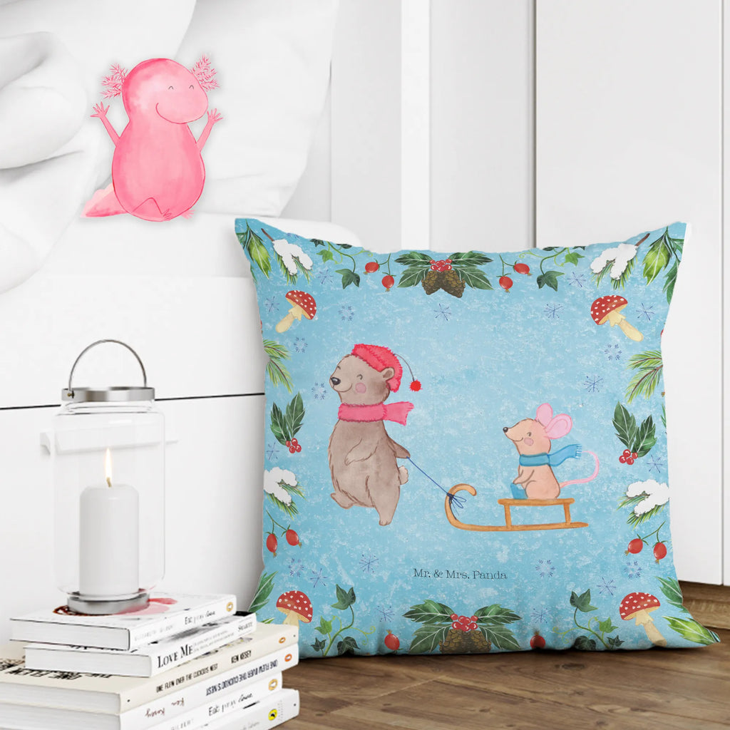 Cushion bear and mouse Sleds Kissenbezüge, Sofakissen, Kissen 40x40, Dekokissen 40x40, Dekokissen, Kissen, Kopfkissen 40x40, Kissenhülle, Zierkissen, Dekokissen Sofa, sitzkissen, Kissenhülle 40x40, Motivkissen, Couchkissen, Kissen 40x40 Waschbar, Kopfkissen, Kissenbezug 40x40, Sofakissen 40x40, sofakissen, Winter, Weihnachten, Weihnachtsdeko, Nikolaus, Advent, Heiligabend, Wintermotiv