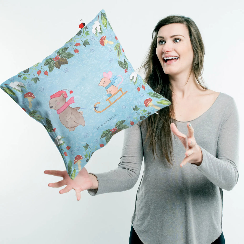 Cushion bear and mouse Sleds Kissenbezüge, Sofakissen, Kissen 40x40, Dekokissen 40x40, Dekokissen, Kissen, Kopfkissen 40x40, Kissenhülle, Zierkissen, Dekokissen Sofa, sitzkissen, Kissenhülle 40x40, Motivkissen, Couchkissen, Kissen 40x40 Waschbar, Kopfkissen, Kissenbezug 40x40, Sofakissen 40x40, sofakissen, Winter, Weihnachten, Weihnachtsdeko, Nikolaus, Advent, Heiligabend, Wintermotiv