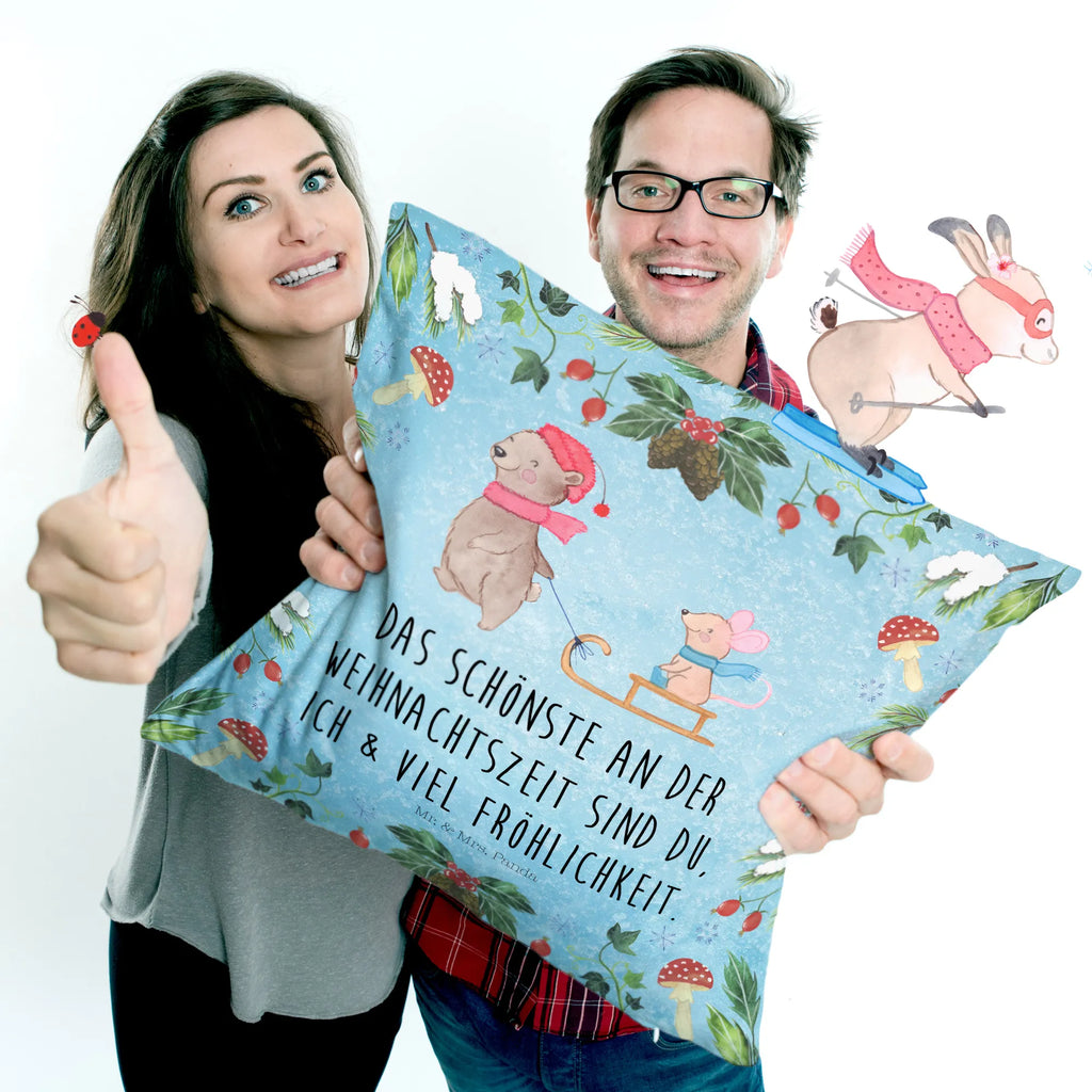 Cushion bear and mouse Sleds Kissenbezüge, Sofakissen, Kissen 40x40, Dekokissen 40x40, Dekokissen, Kissen, Kopfkissen 40x40, Kissenhülle, Zierkissen, Dekokissen Sofa, sitzkissen, Kissenhülle 40x40, Motivkissen, Couchkissen, Kissen 40x40 Waschbar, Kopfkissen, Kissenbezug 40x40, Sofakissen 40x40, sofakissen, Winter, Weihnachten, Weihnachtsdeko, Nikolaus, Advent, Heiligabend, Wintermotiv